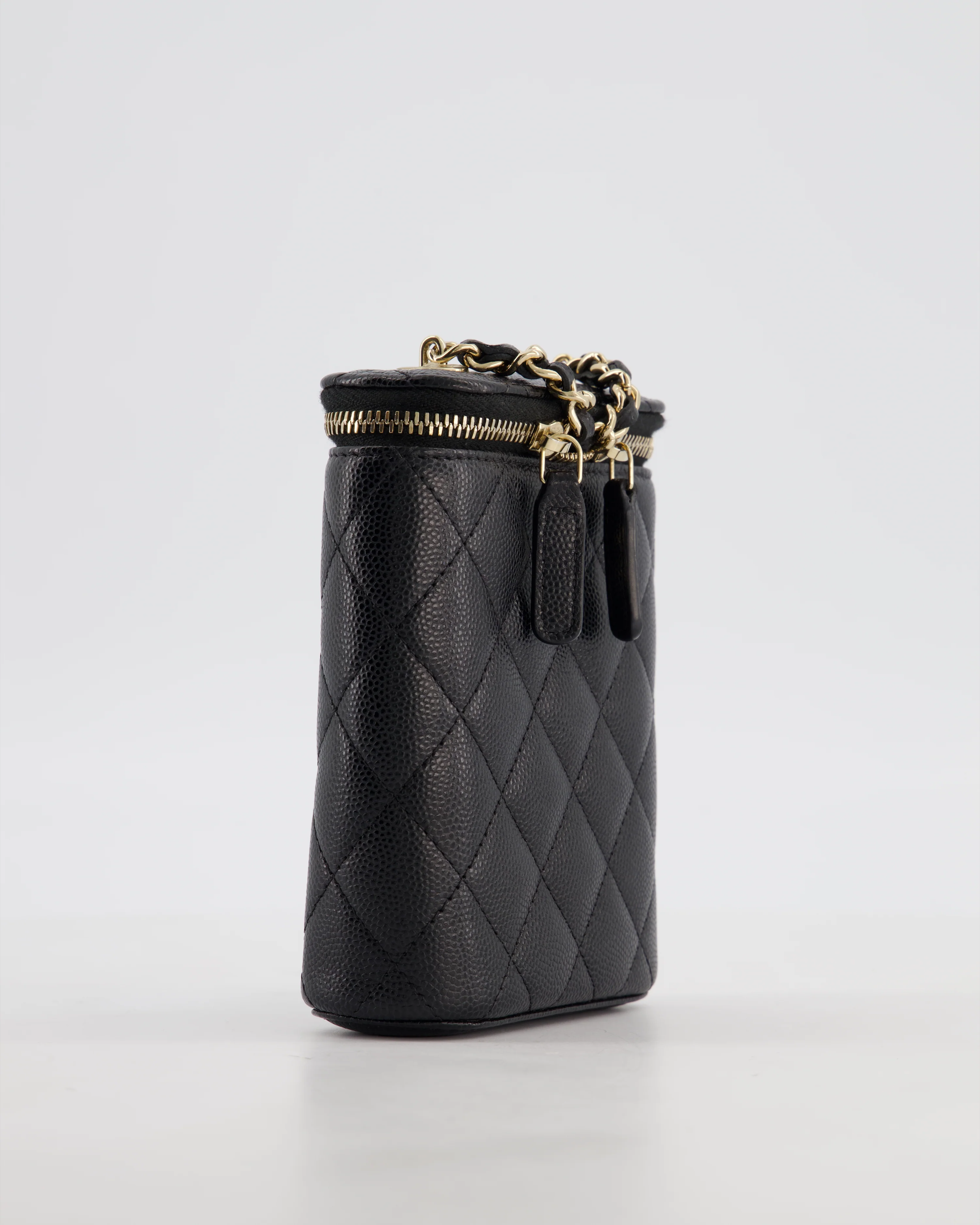 Chanel Black Mini Vertical Vanity Bag in Caviar Leather with Champagne Gold Hardware - Image 11