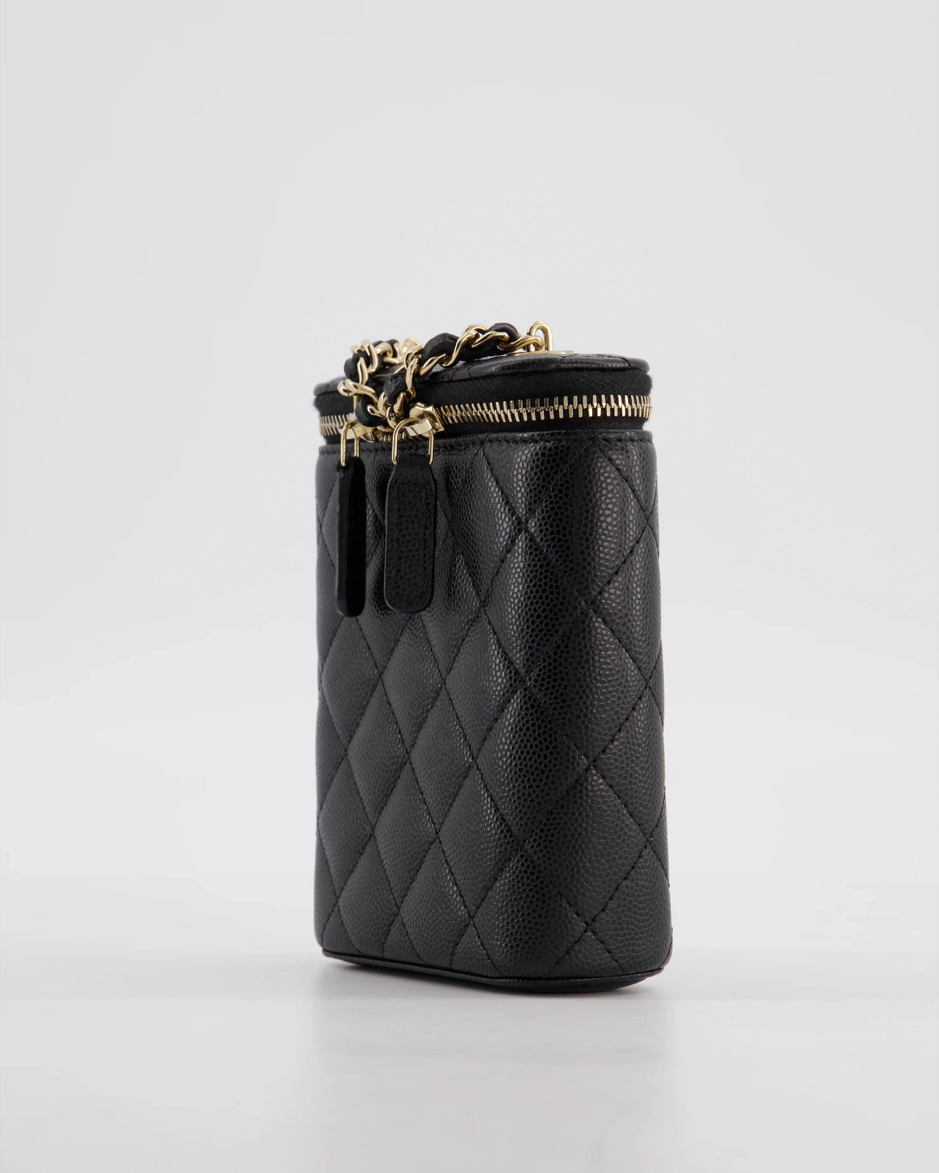 Chanel Black Mini Vertical Vanity Bag in Caviar Leather with Champagne Gold Hardware - Image 12