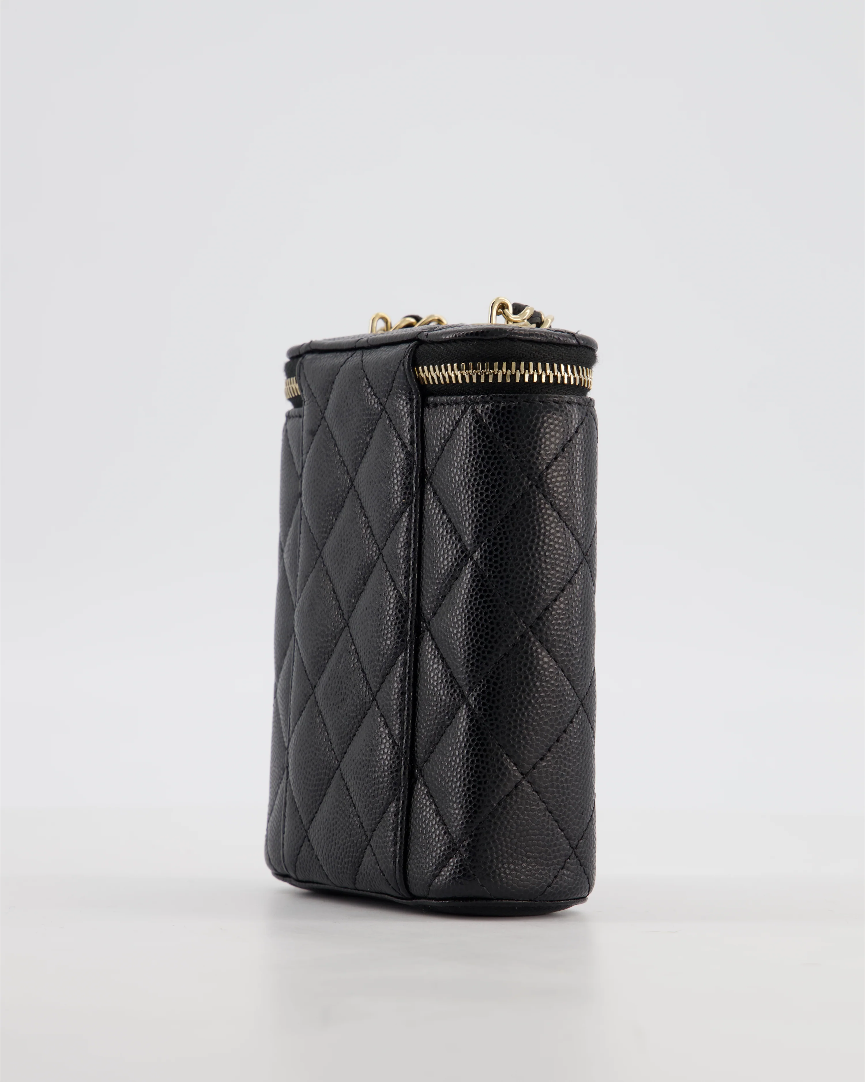 Chanel Black Mini Vertical Vanity Bag in Caviar Leather with Champagne Gold Hardware - Image 13