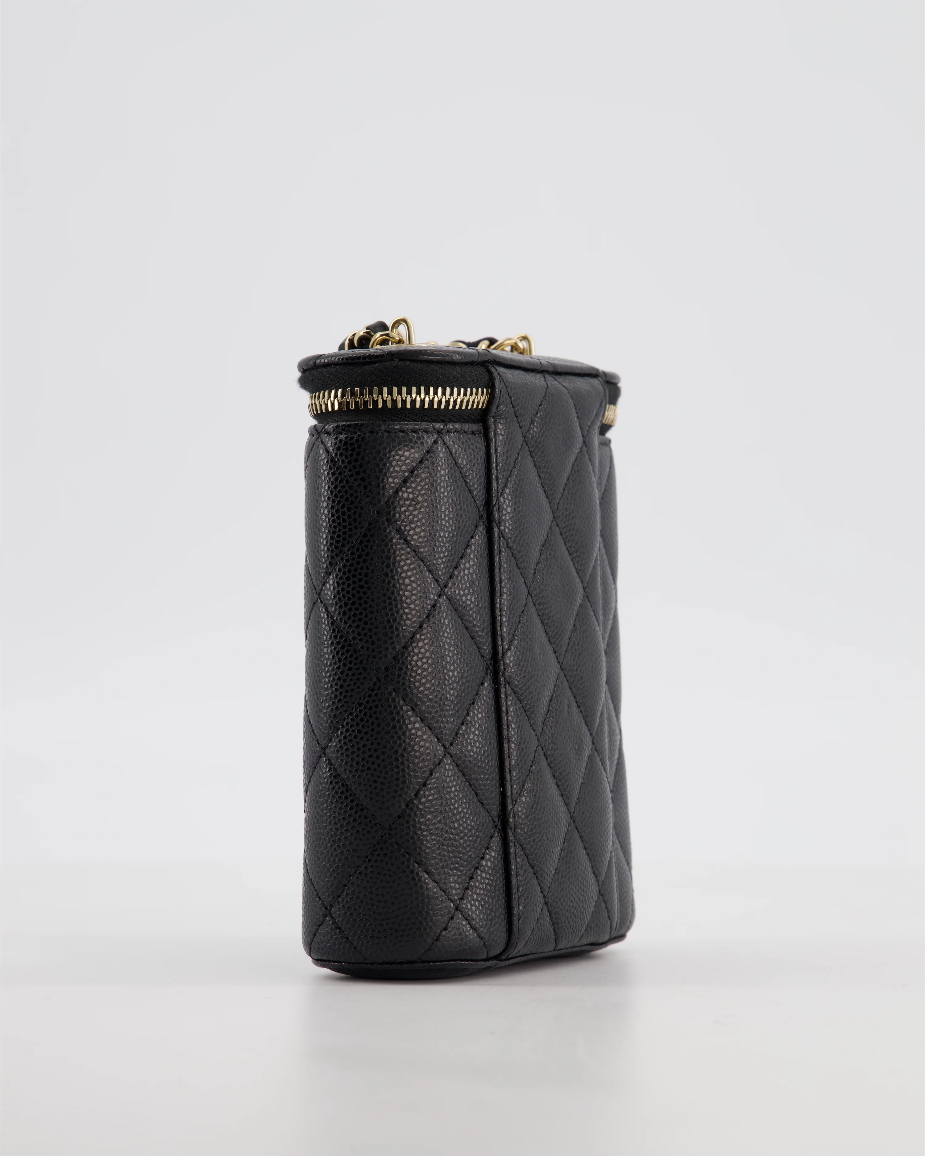 Chanel Black Mini Vertical Vanity Bag in Caviar Leather with Champagne Gold Hardware - Image 14
