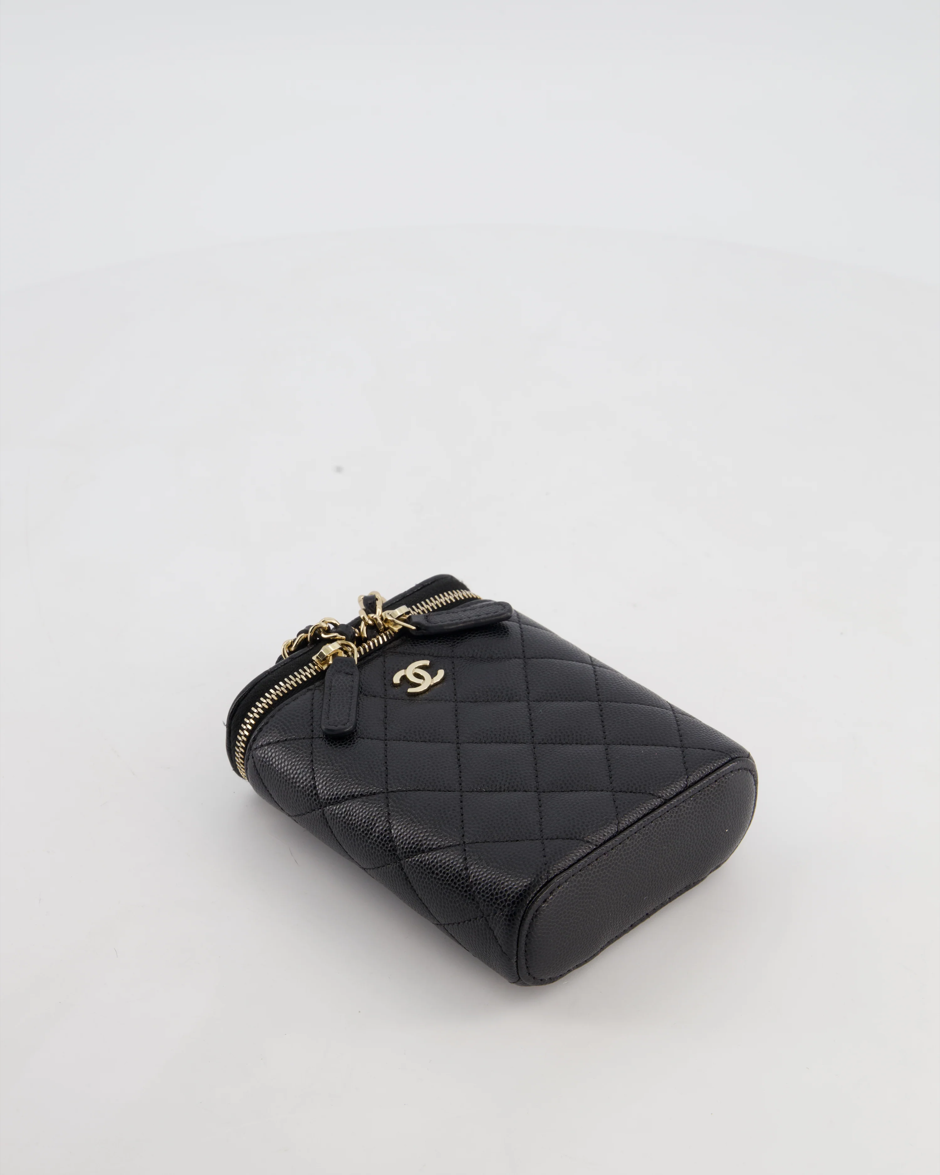 Chanel Black Mini Vertical Vanity Bag in Caviar Leather with Champagne Gold Hardware - Image 17