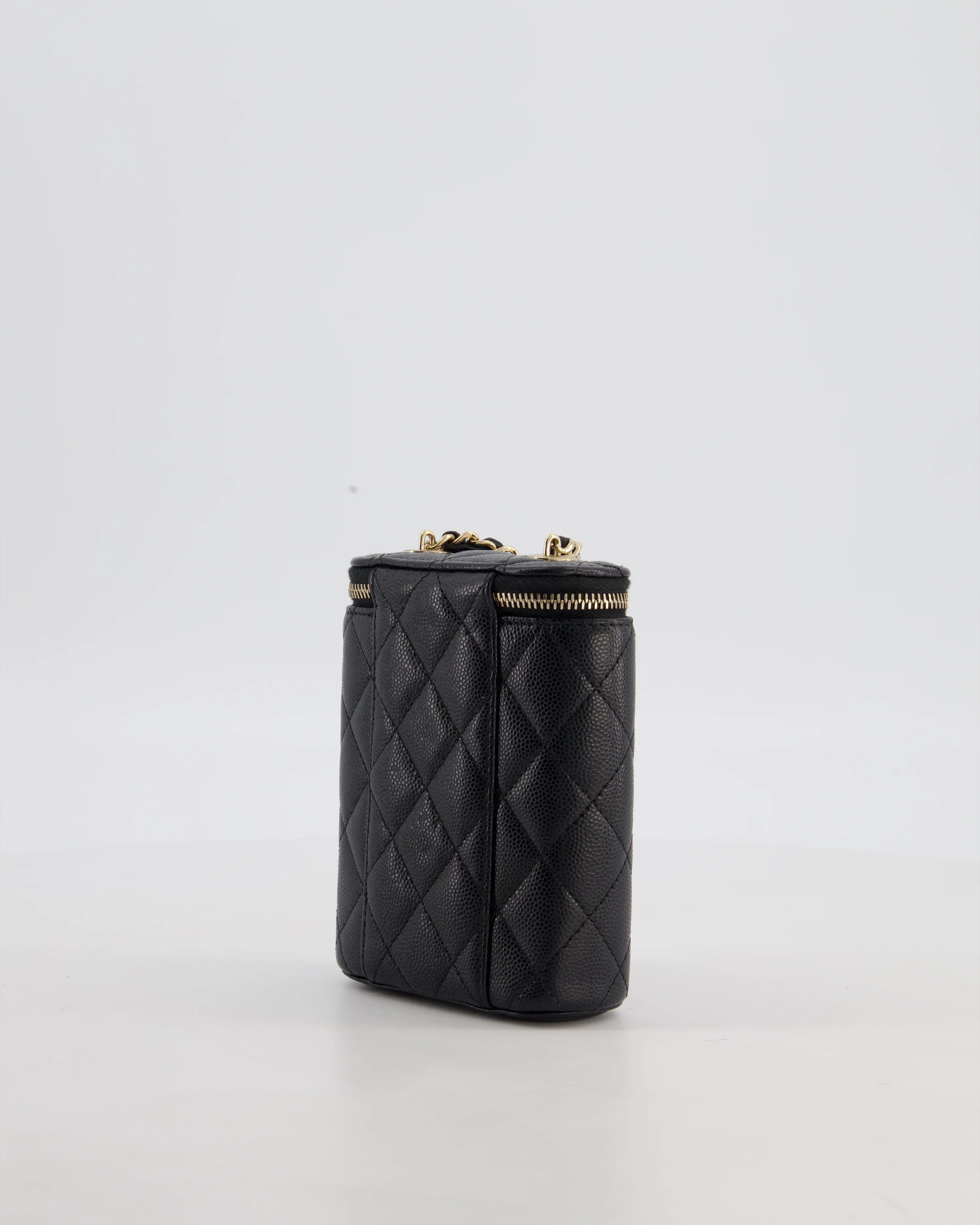Chanel Black Mini Vertical Vanity Bag in Caviar Leather with Champagne Gold Hardware - Image 6