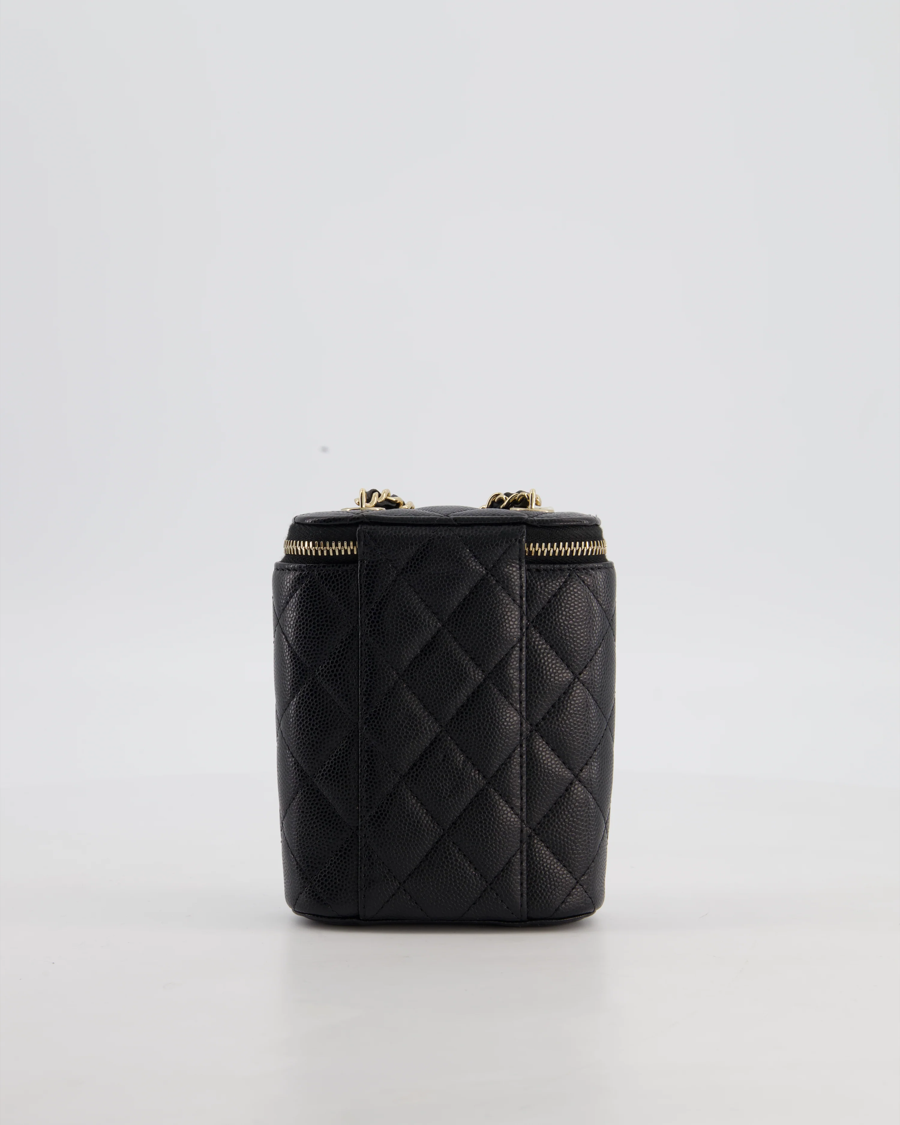 Chanel Black Mini Vertical Vanity Bag in Caviar Leather with Champagne Gold Hardware - Image 7
