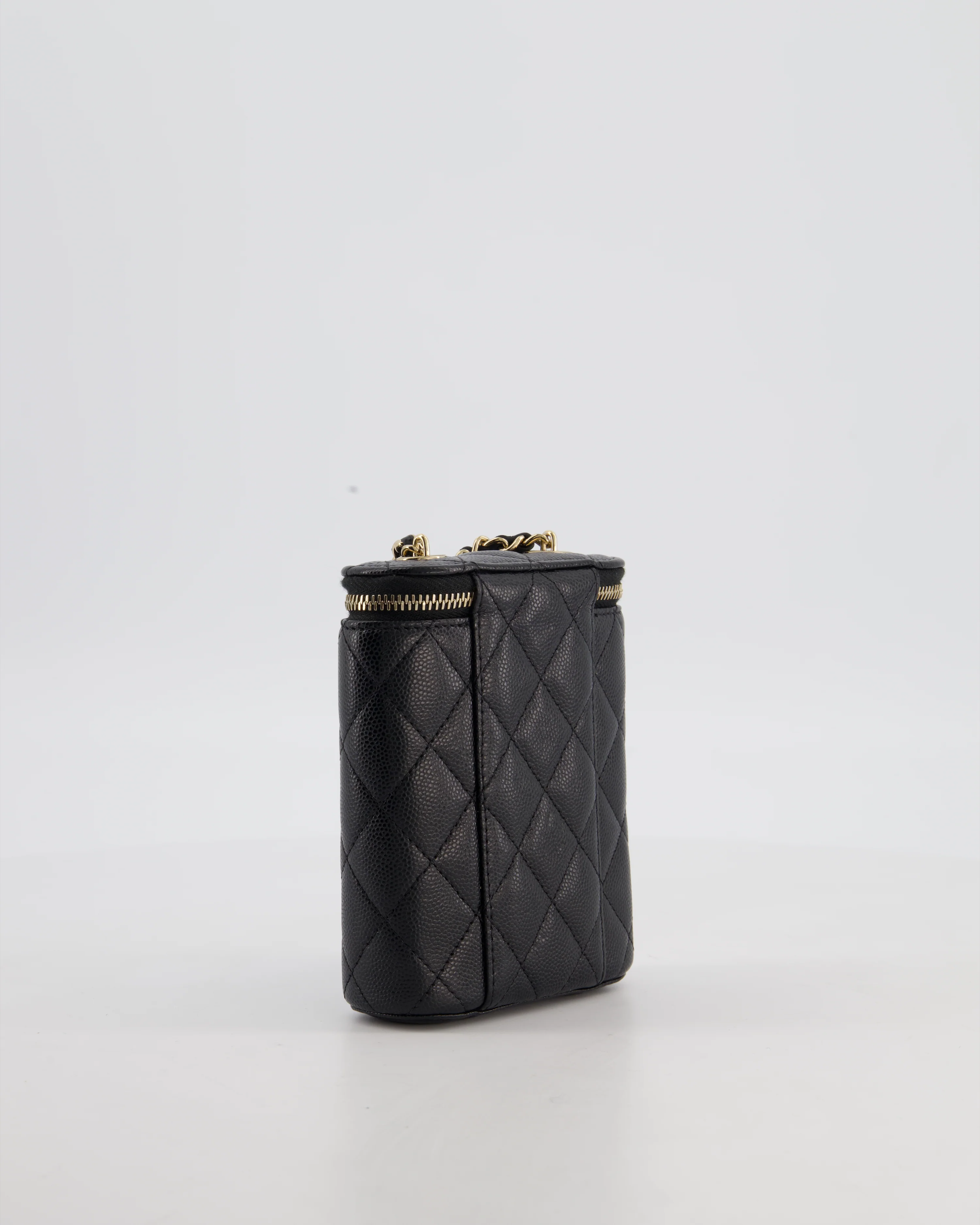 Chanel Black Mini Vertical Vanity Bag in Caviar Leather with Champagne Gold Hardware - Image 8