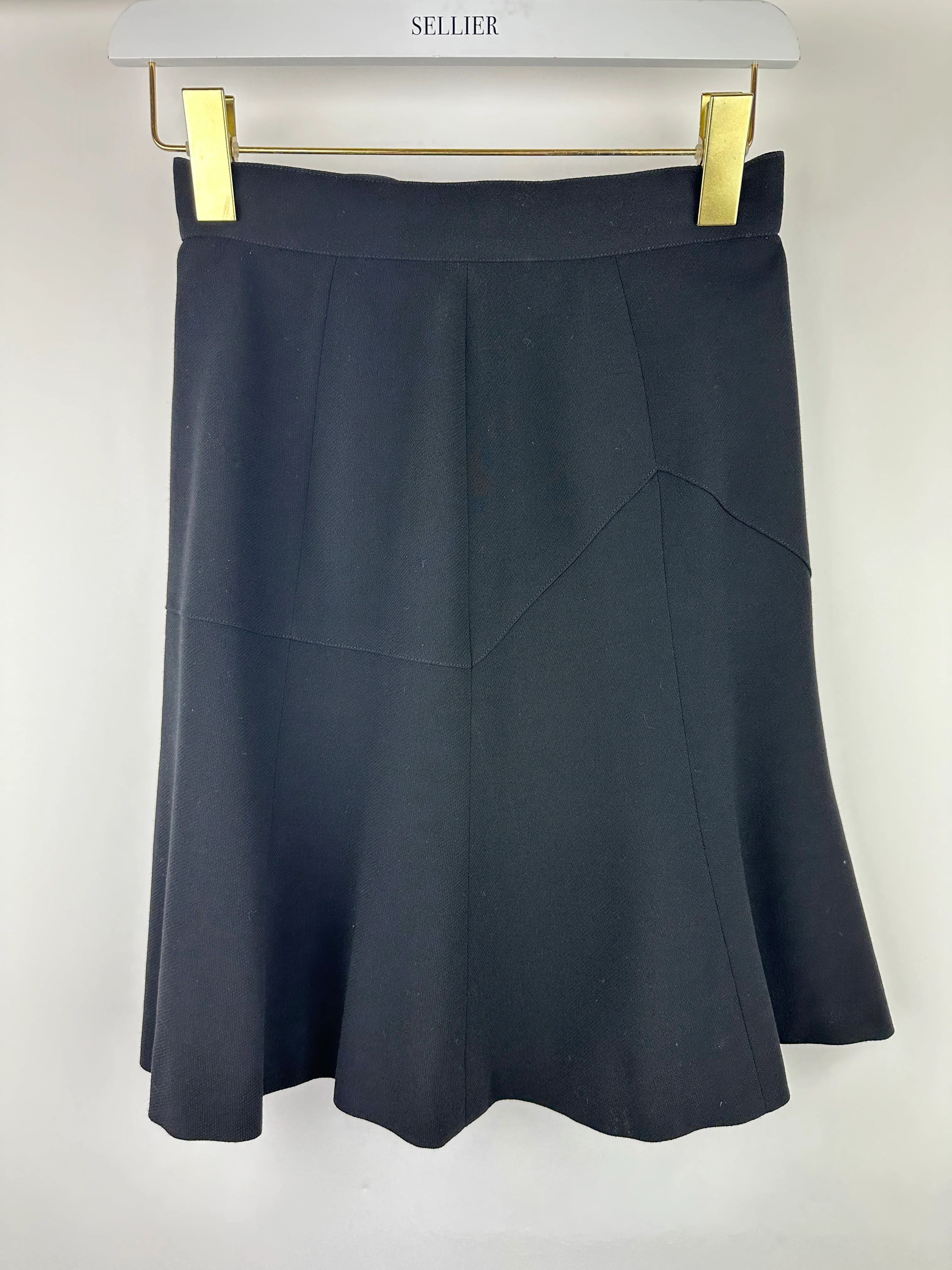 Chanel Black Vintage A-Line Mini Skirt With Zig-Zag Stitch Detail Size FR 36 (UK 8) - Image 8