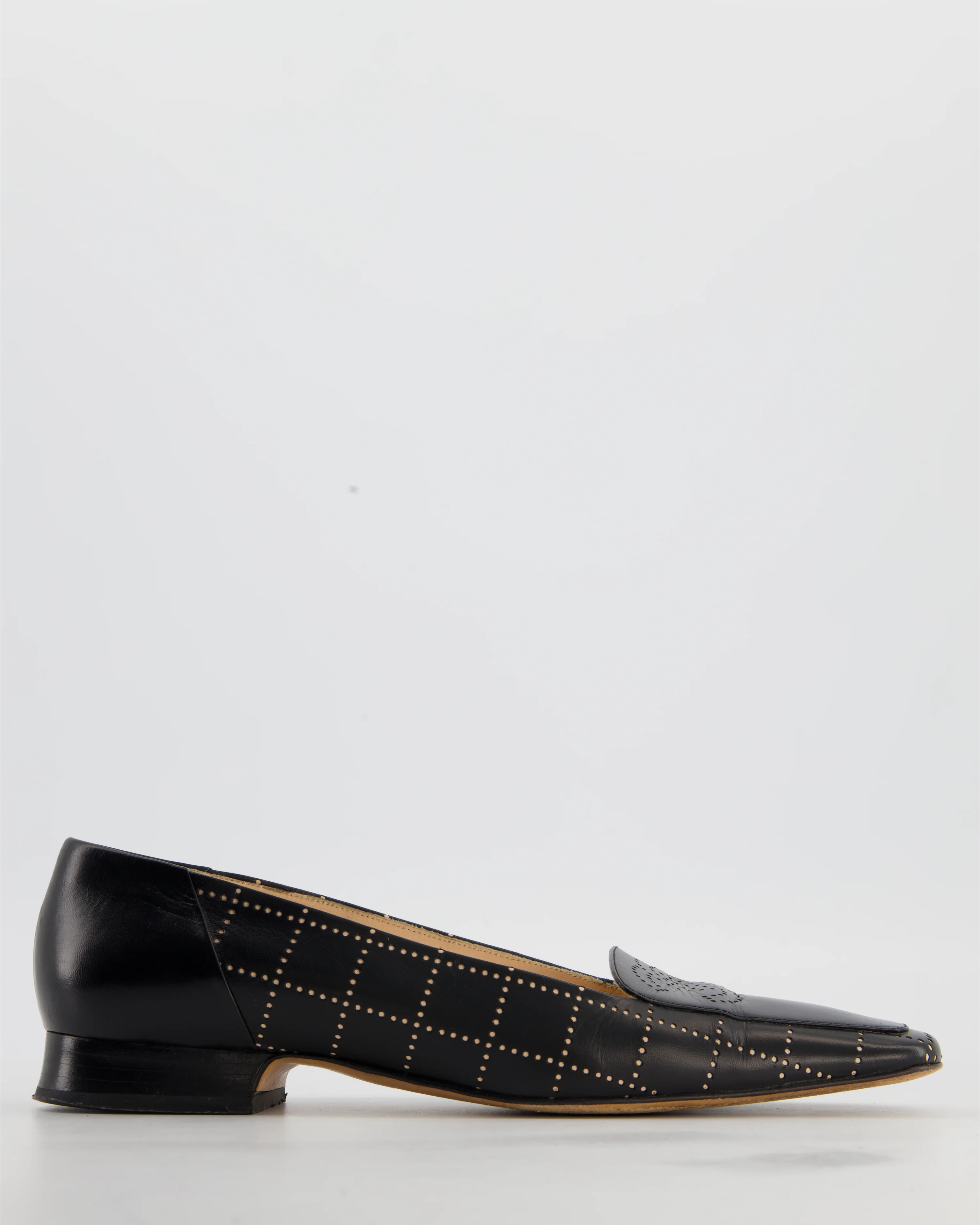 Chanel Black Vintage Interlocking CC Square Toe Loafers Size EU 39.5