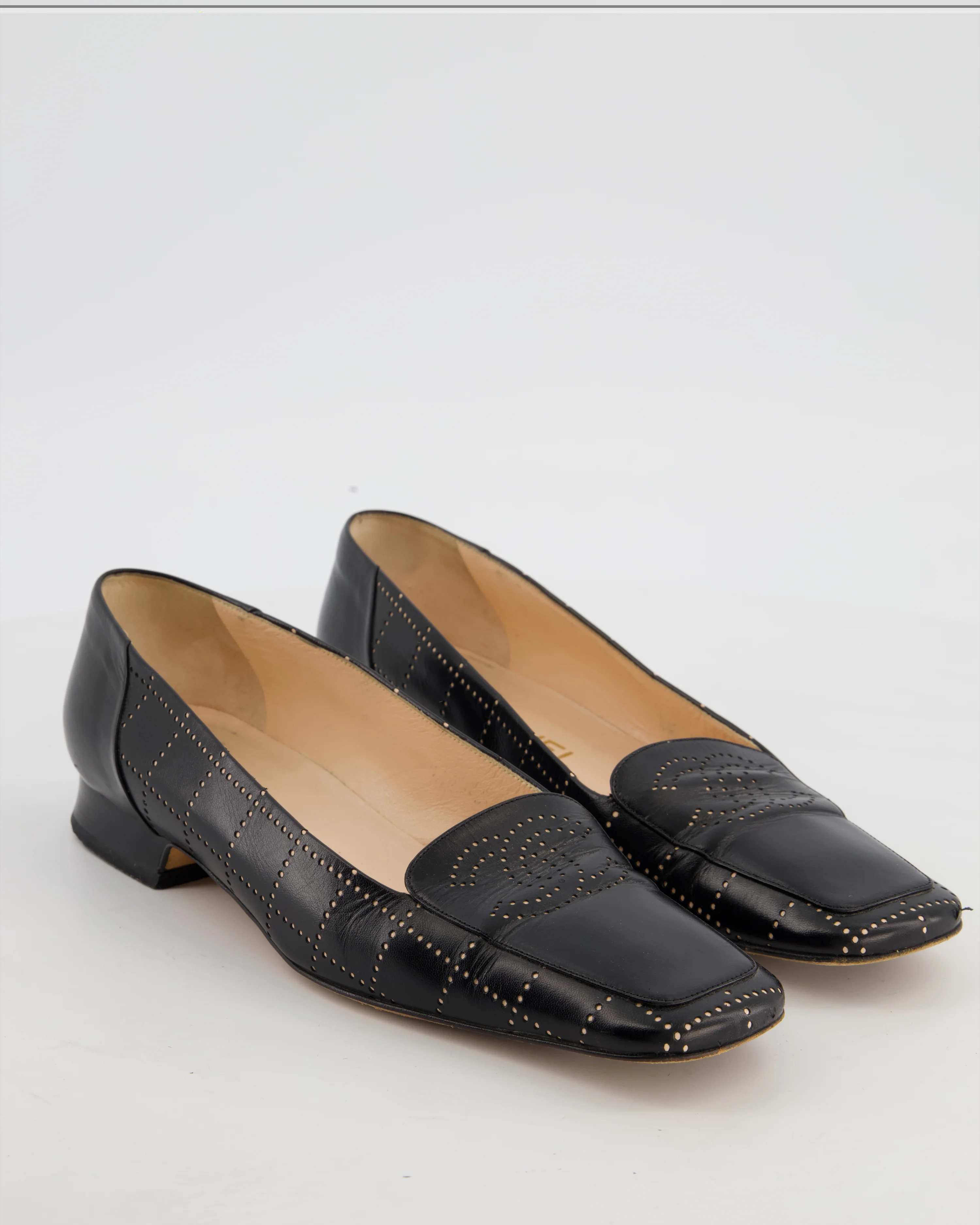 Chanel Black Vintage Interlocking CC Square Toe Loafers Size EU 39.5 - Image 2