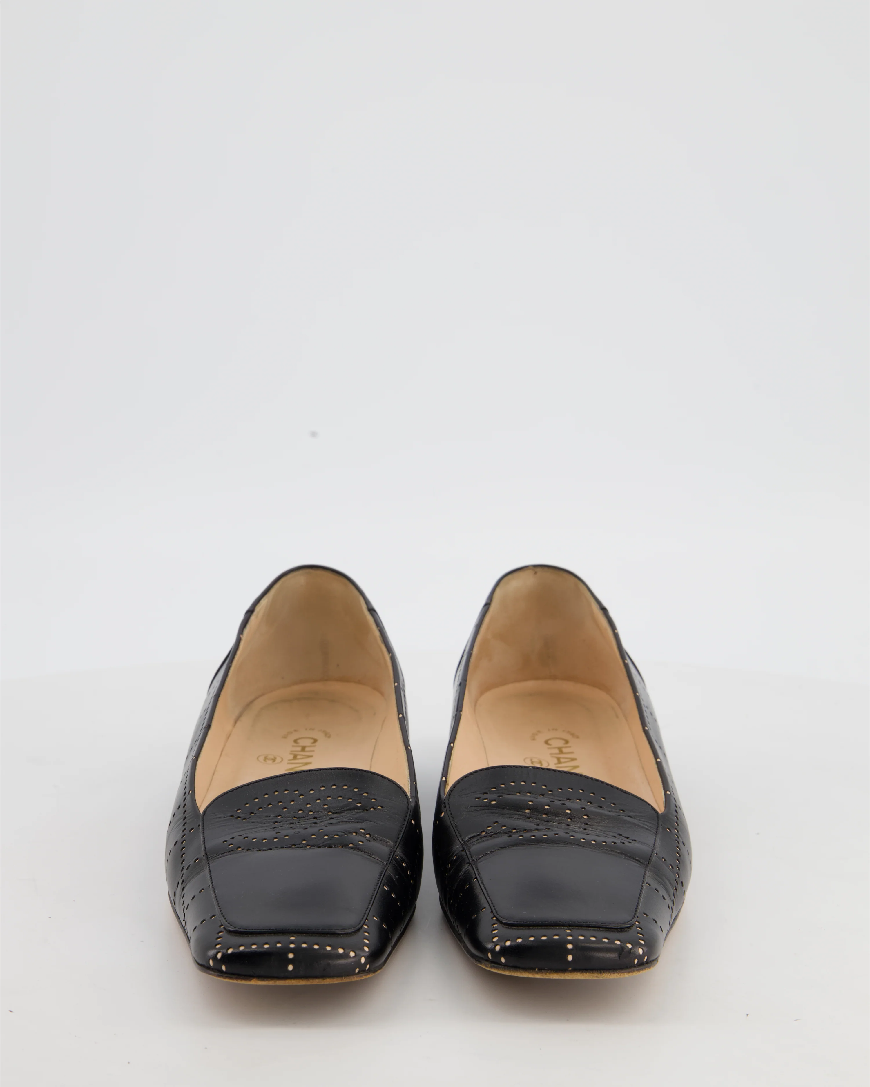Chanel Black Vintage Interlocking CC Square Toe Loafers Size EU 39.5 - Image 3