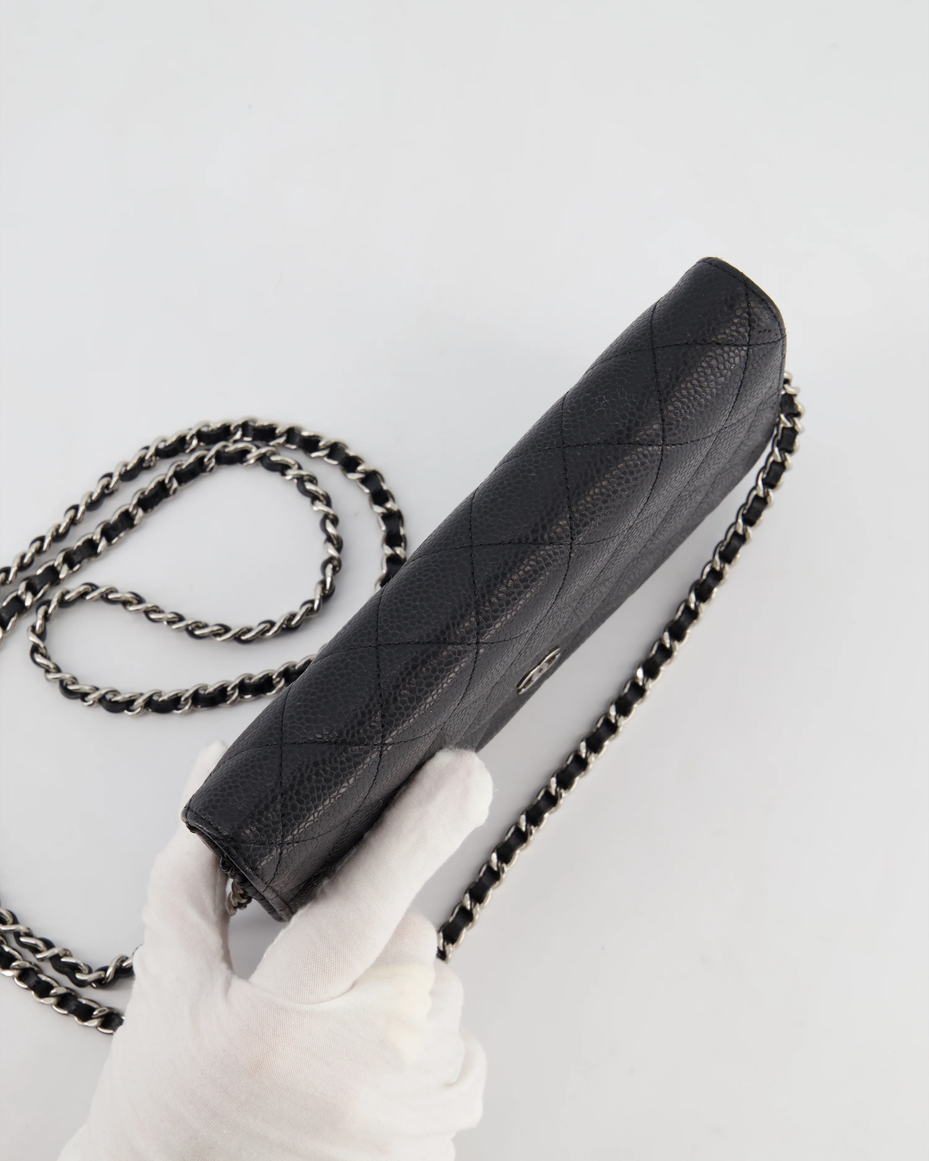 Chanel Black Wallet on Chain Bag in Caviar Leather with Silver Hardware - Image 16