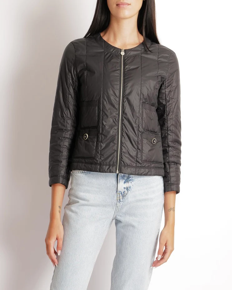 Chanel 13K Black Windbreaker Jacket with Silver Zipper and Black and Silver CC Logo Buttons Size FR 36 (UK 8)
