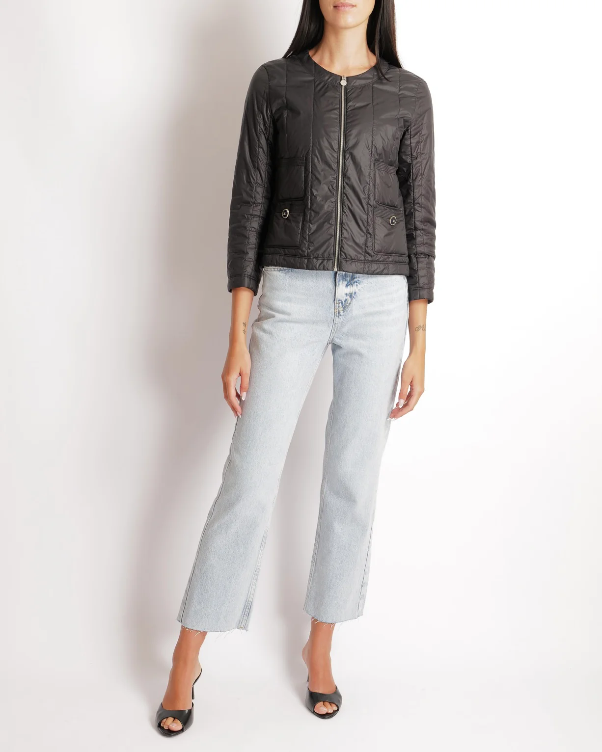 Chanel 13K Black Windbreaker Jacket with Silver Zipper and Black and Silver CC Logo Buttons Size FR 36 (UK 8) - Image 3