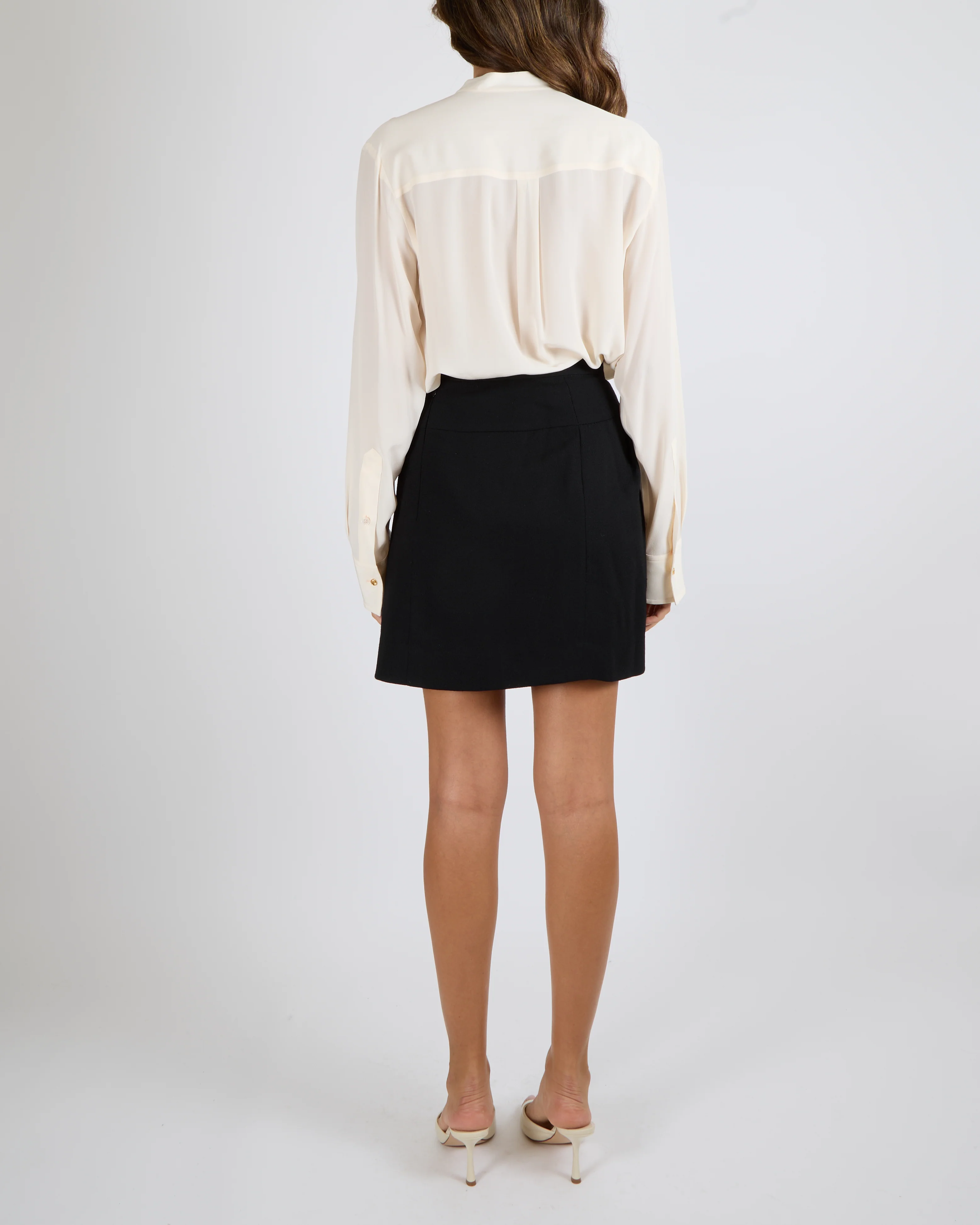 Chanel Black Wool Mini Skirt with Front Pleat Detail Size FR 38 (UK 10) - Image 4