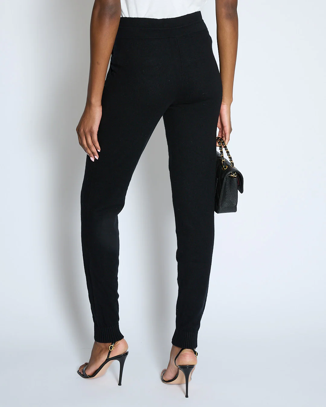Chanel Black Wool Tracksuit Bottoms with Logo Eyelet Detail Size FR 36 (UK 8) - Image 2