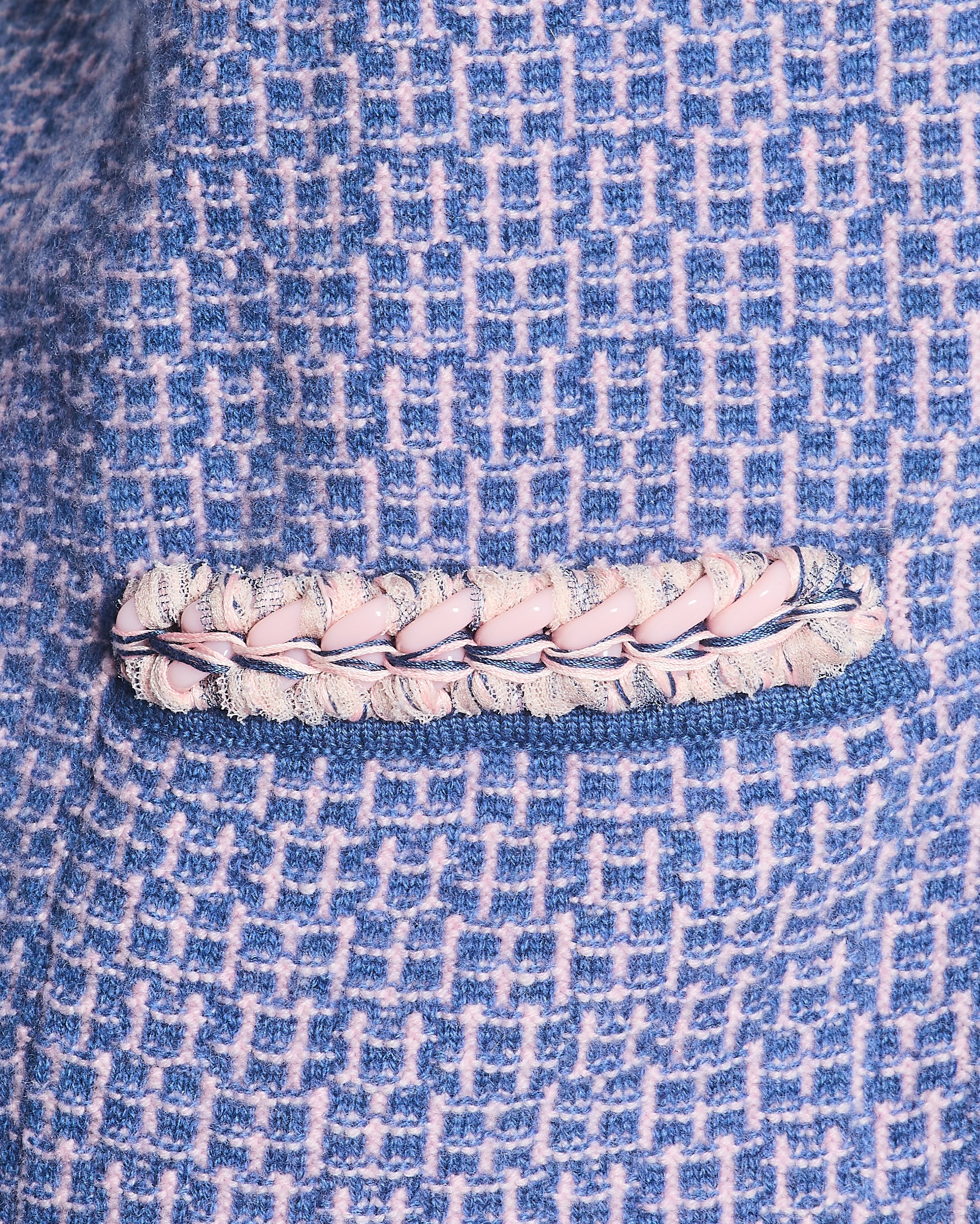 Chanel 11/C Blue and Pink Cashmere Knitted Cardigan with Braided Trim Detail Size FR 36 (UK 8) - Image 4