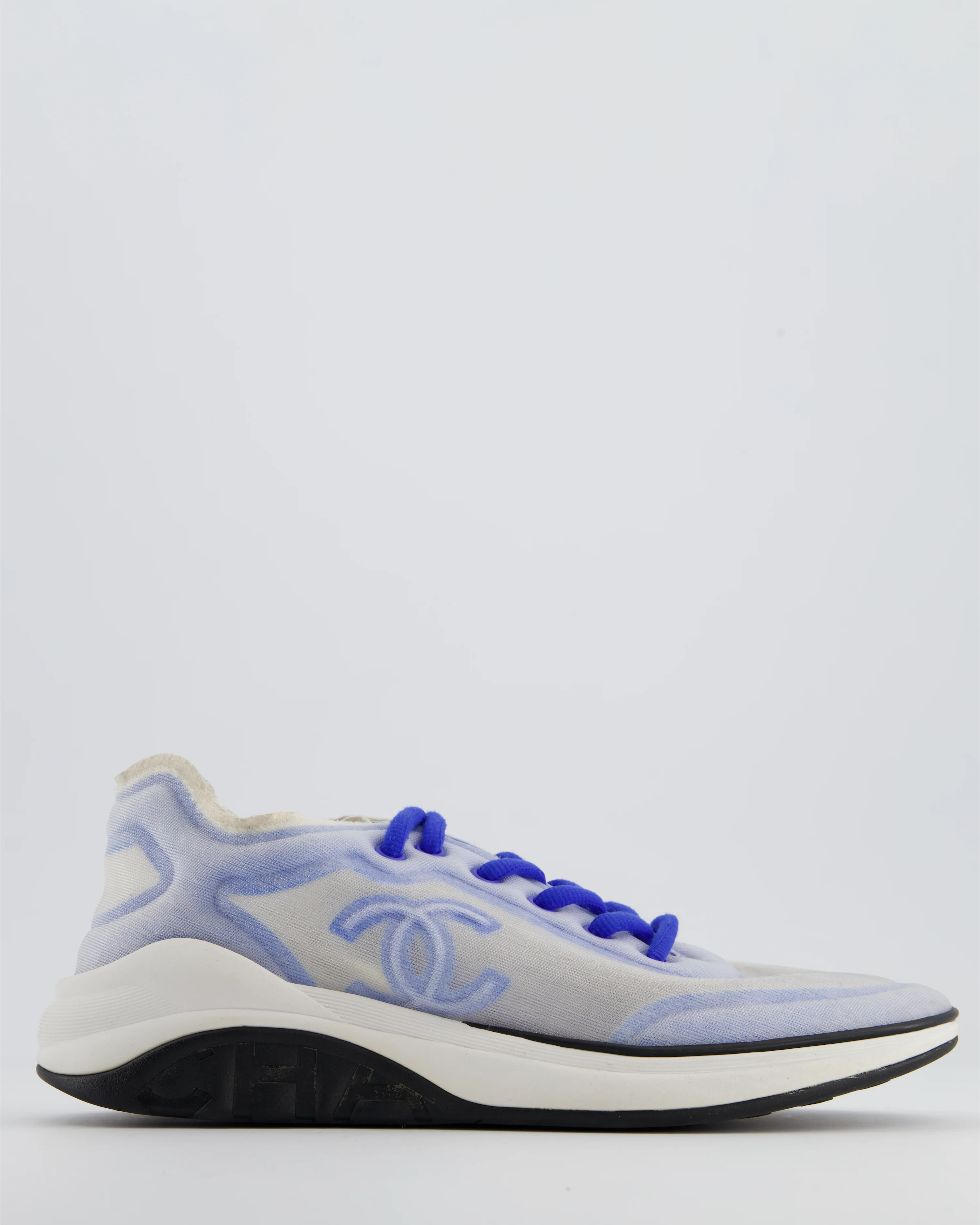 Chanel Blue and White Mesh CC Trainers Size EU 39.5