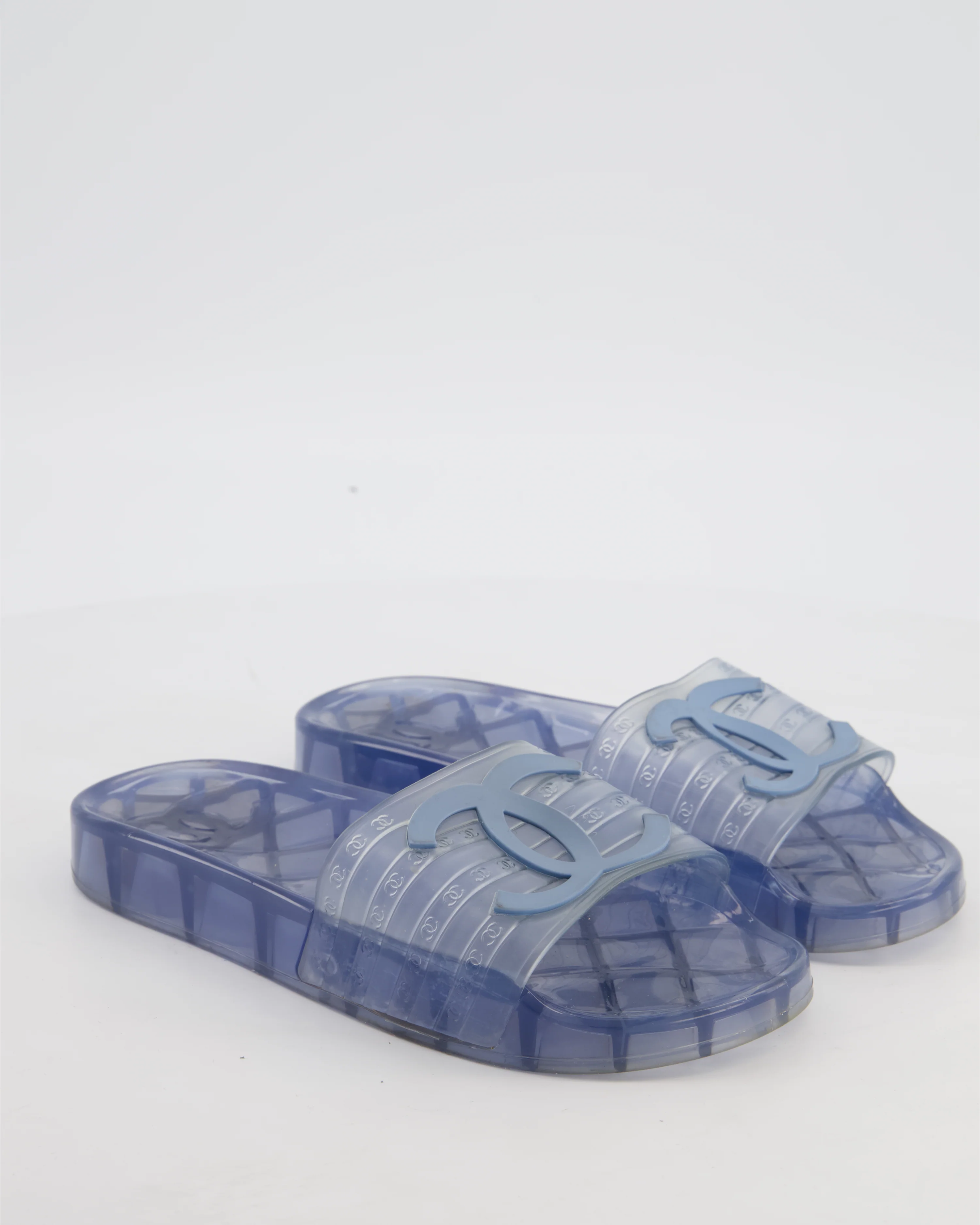 Chanel Blue CC Logo PVC Slides Size EU 36 - Image 2