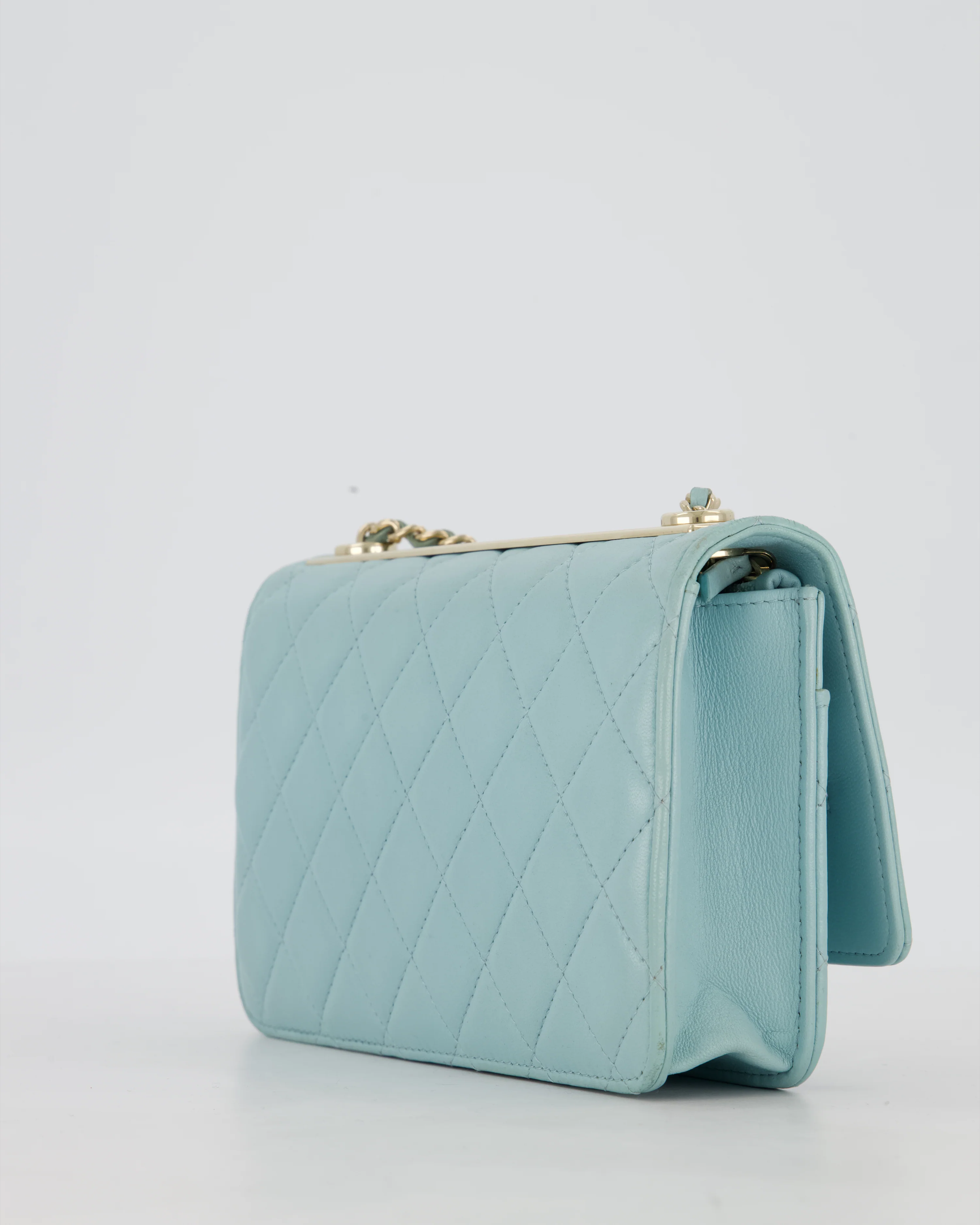Chanel Blue Trendy Wallet on Chain Bag in Lambskin Leather with Gold Hardware - Image 12