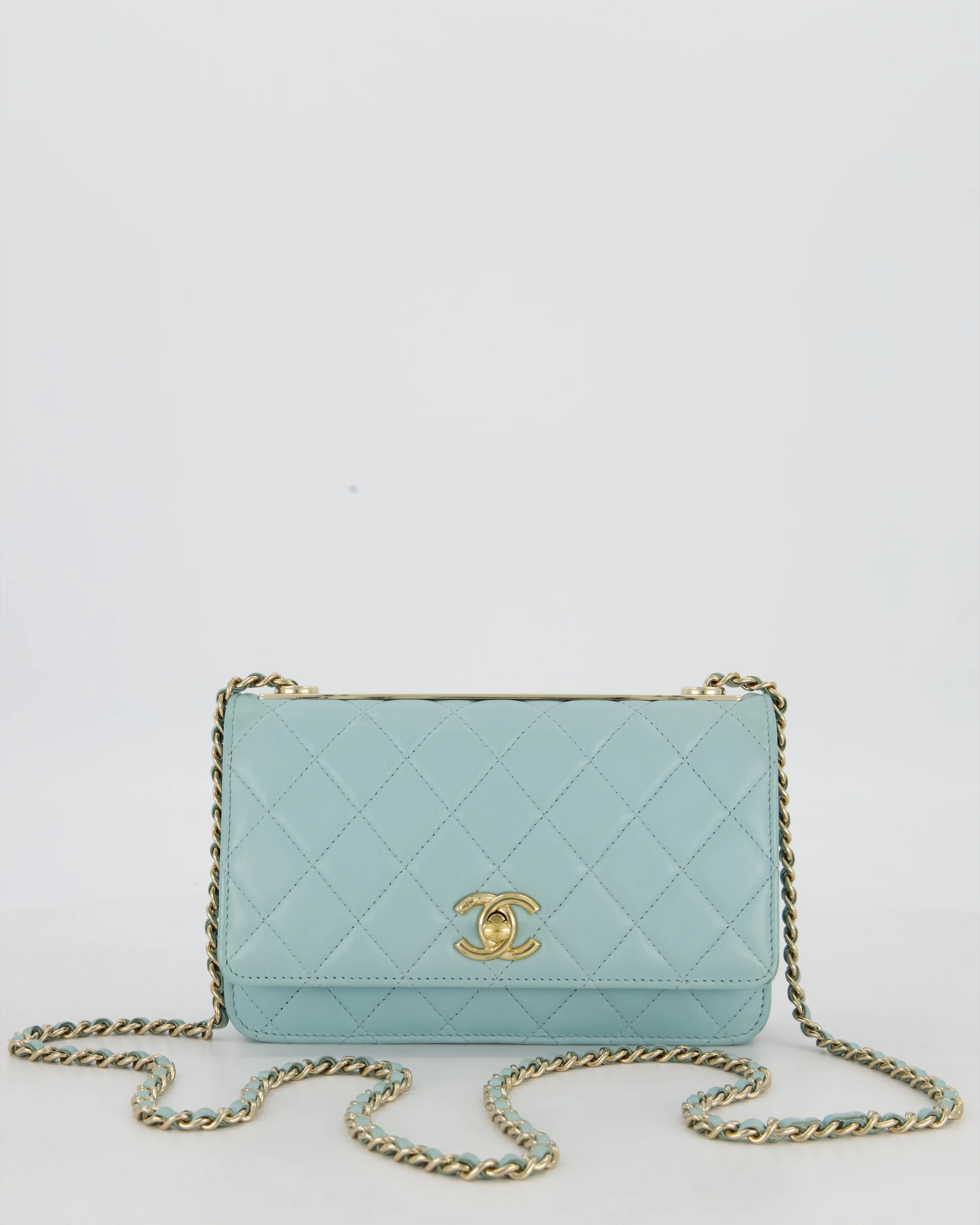 Chanel Blue Trendy Wallet on Chain Bag in Lambskin Leather with Gold Hardware - Image 2