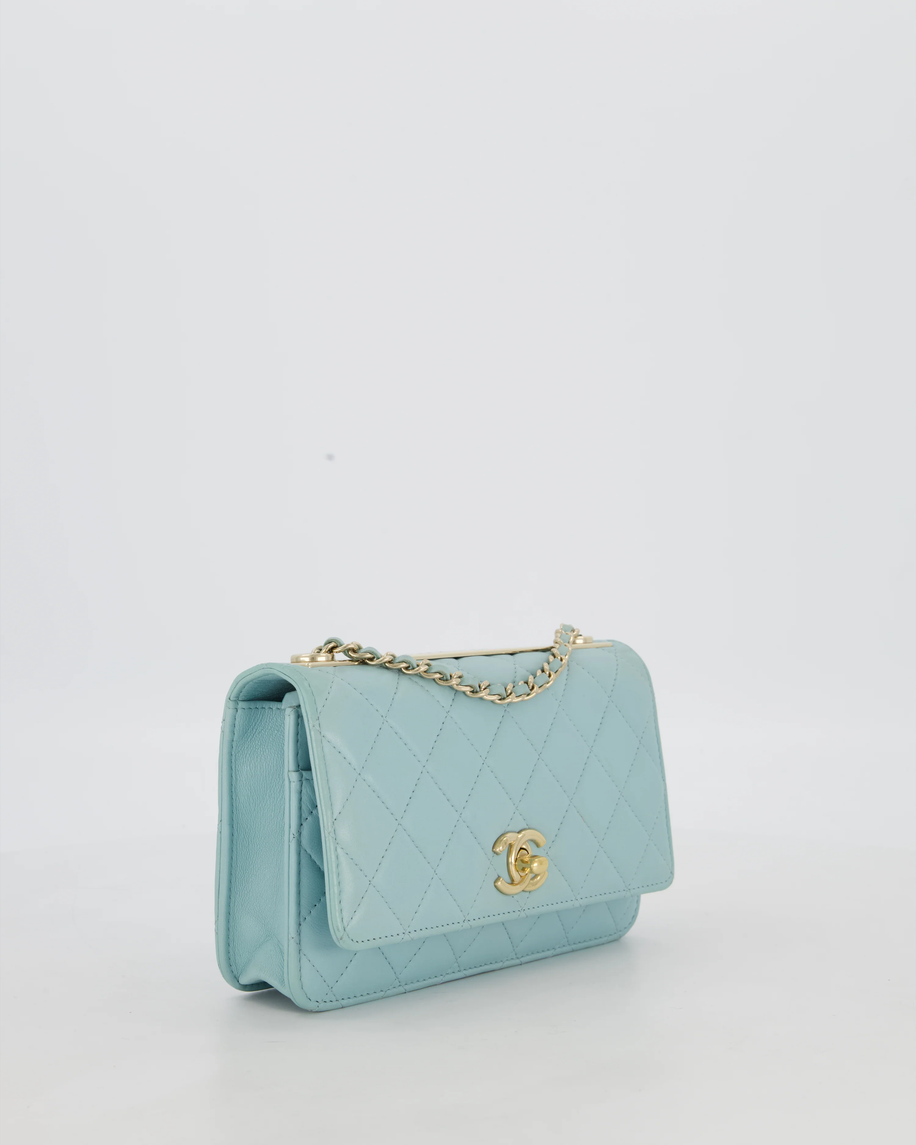 Chanel Blue Trendy Wallet on Chain Bag in Lambskin Leather with Gold Hardware - Image 3