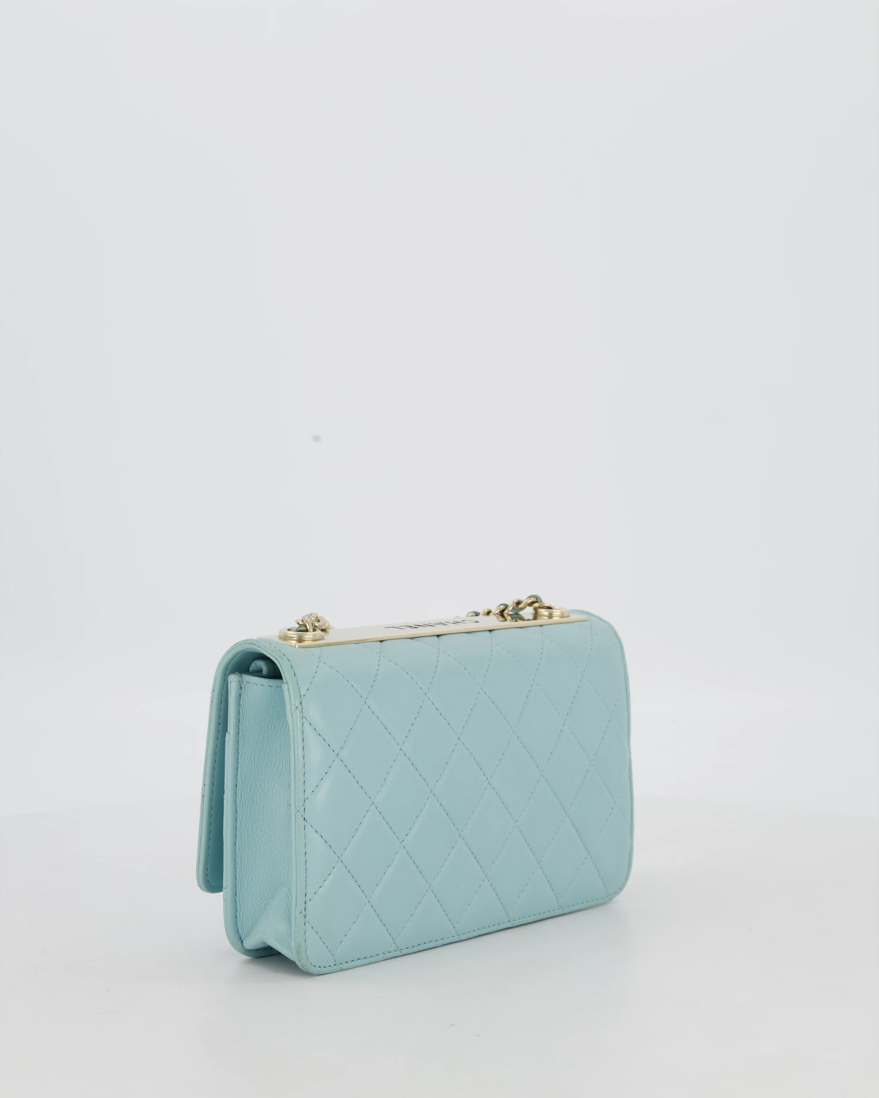 Chanel Blue Trendy Wallet on Chain Bag in Lambskin Leather with Gold Hardware - Image 7
