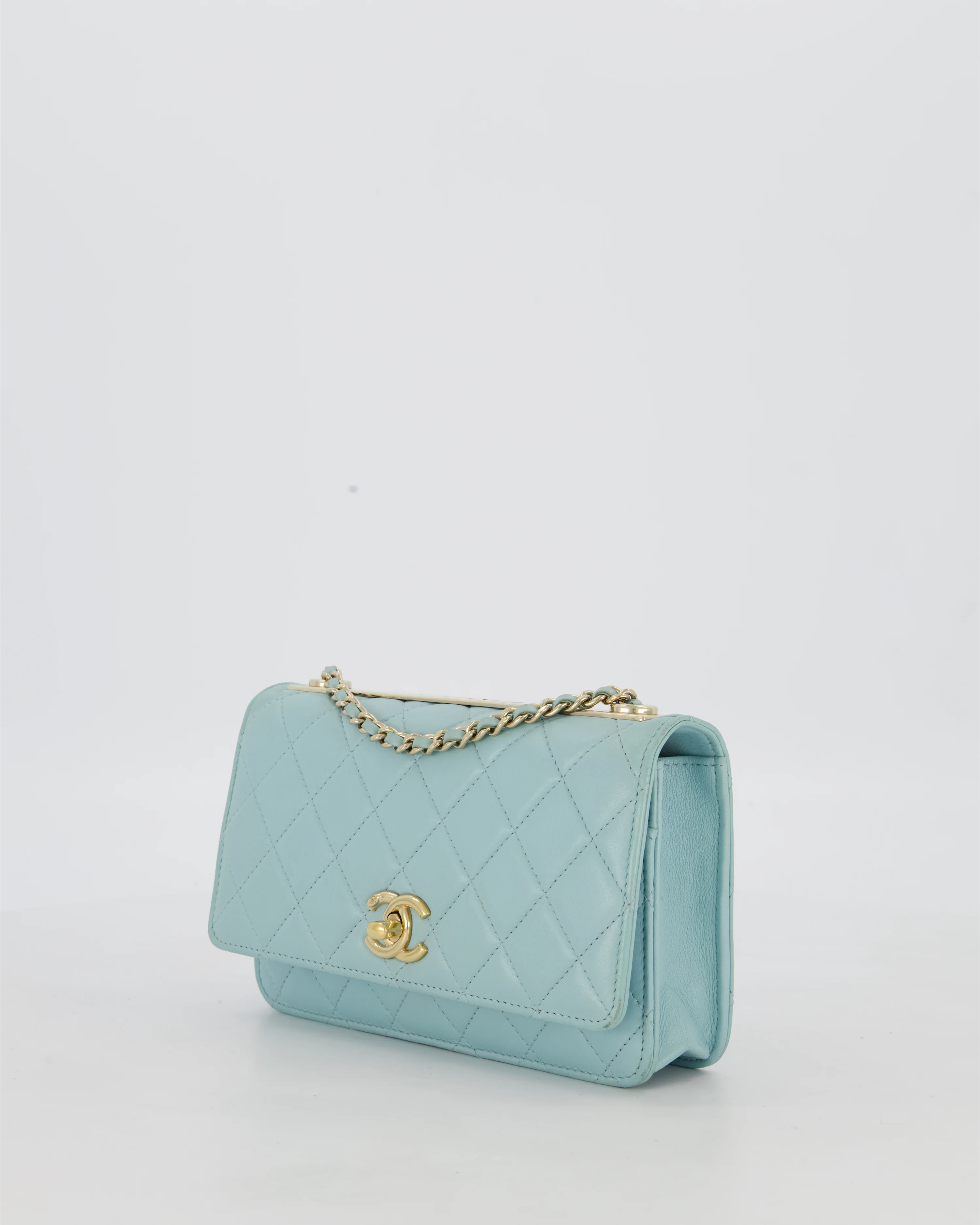Chanel Blue Trendy Wallet on Chain Bag in Lambskin Leather with Gold Hardware - Image 9