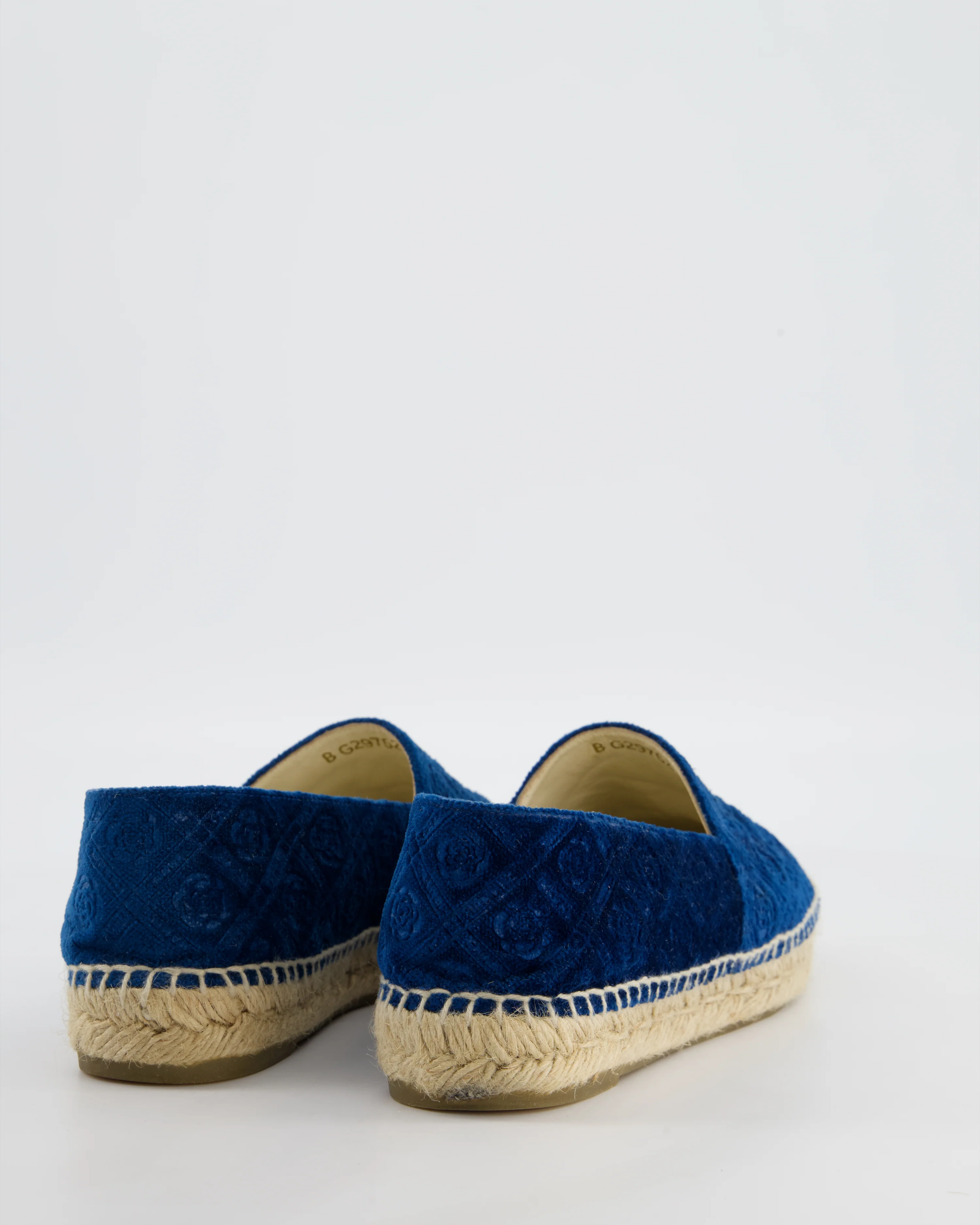 Chanel Blue Velvet Rose Print Espadrilles with CC Logo Size EU 37 - Image 3