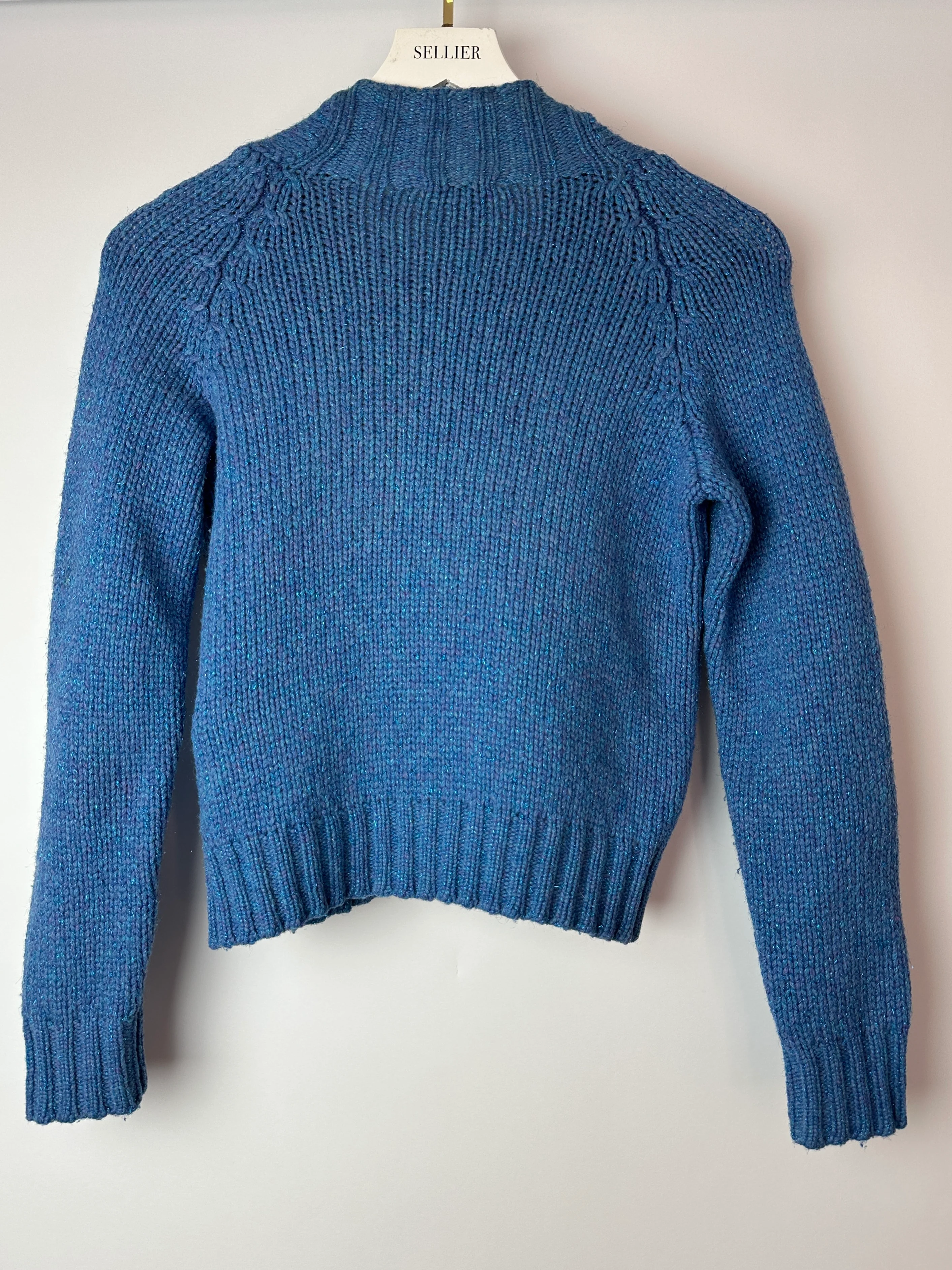 Chanel 01/A Blue Wool Jumper With Scarf Tie and Sparkle Detail Size FR 38 (UK 10) - Image 10