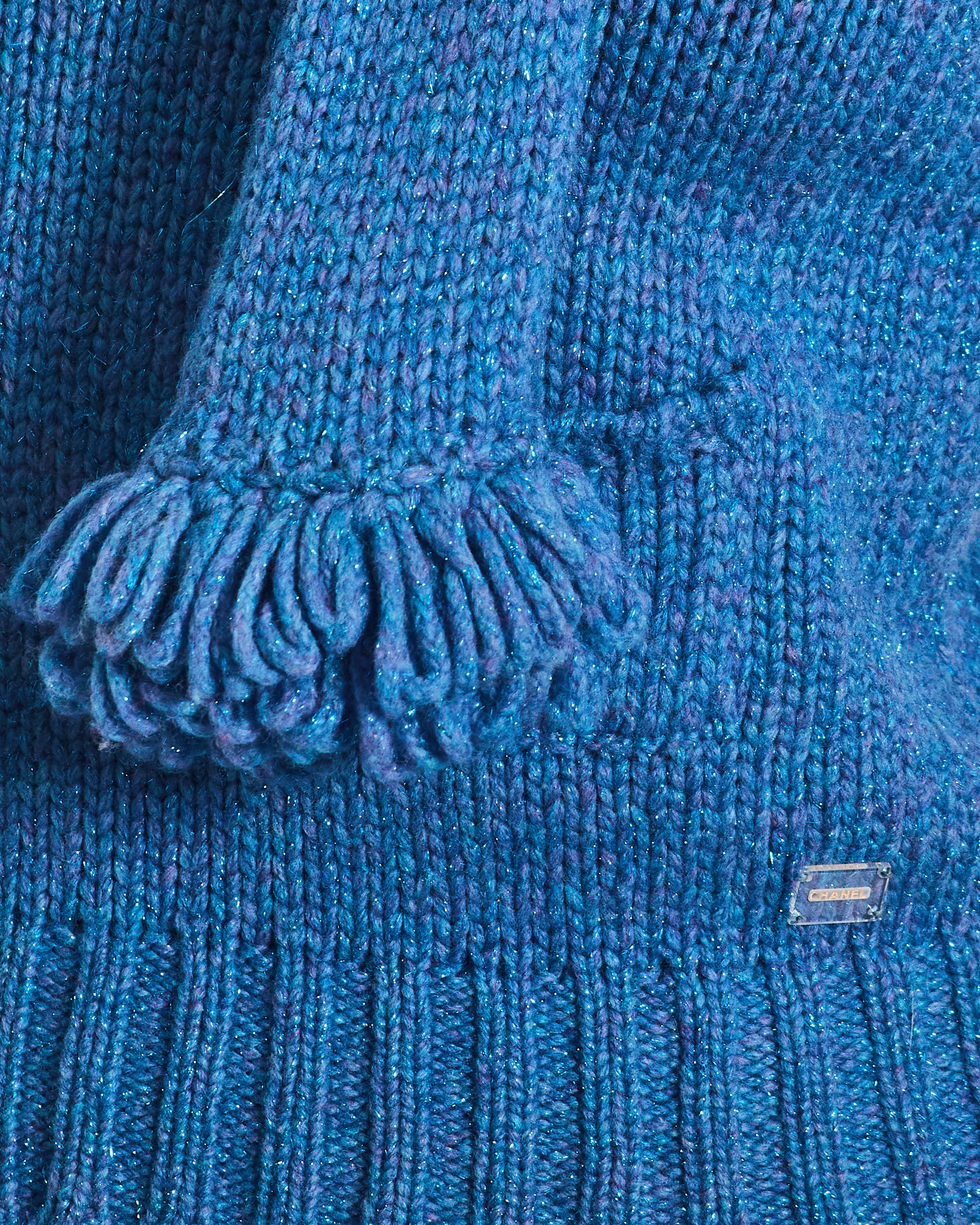 Chanel 01/A Blue Wool Jumper With Scarf Tie and Sparkle Detail Size FR 38 (UK 10) - Image 5