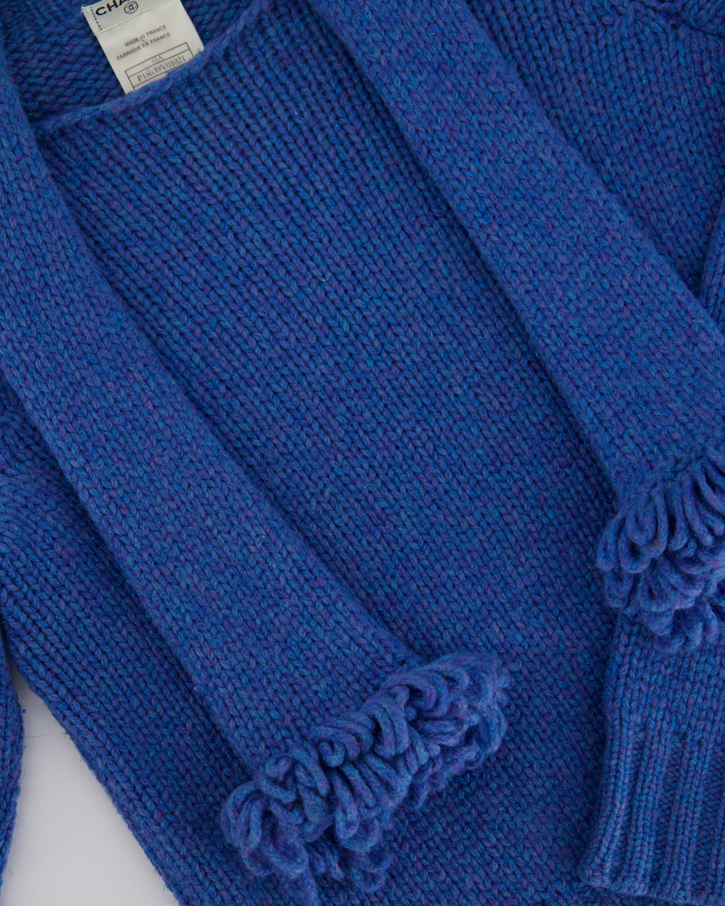 Chanel 01/A Blue Wool Jumper With Scarf Tie and Sparkle Detail Size FR 38 (UK 10) - Image 7