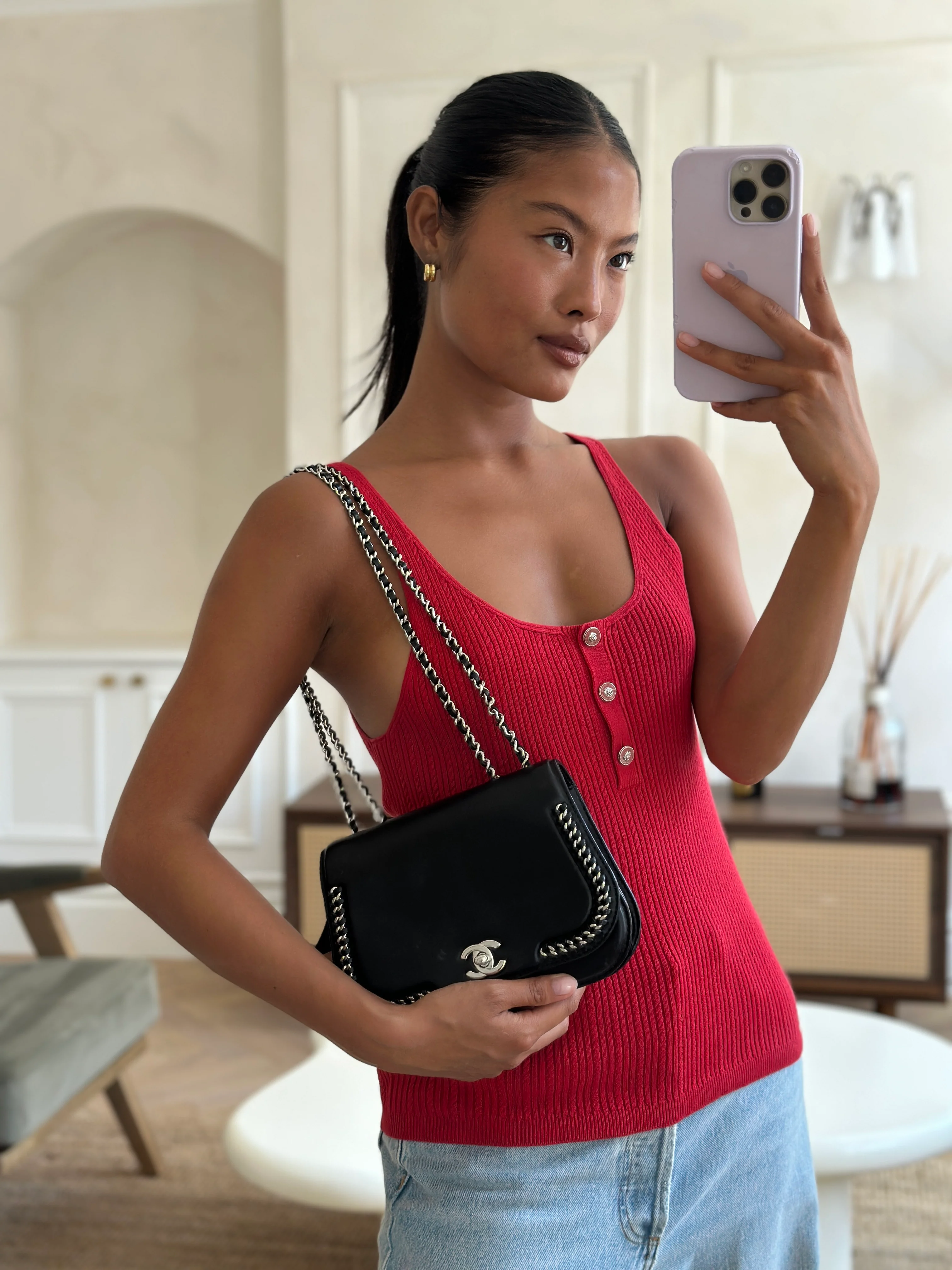 Chanel Braided Chic Flap Bag in Black Lambskin Leather with Silver Hardware - Image 3