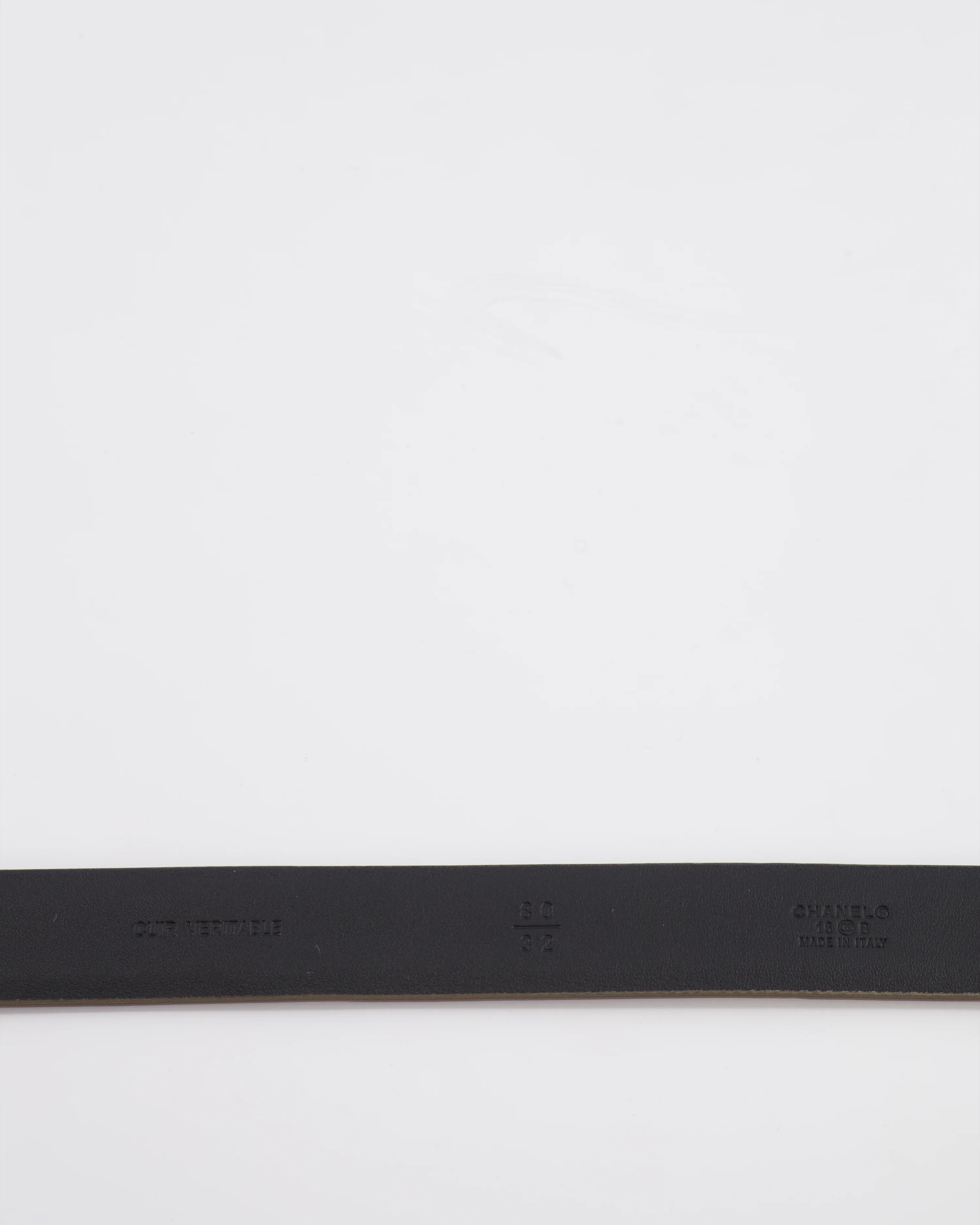 Chanel Bronze Metallic Leather Belt with Silver Round Chain Buckle and Silver Logo Plate Detail 80cm - Image 8