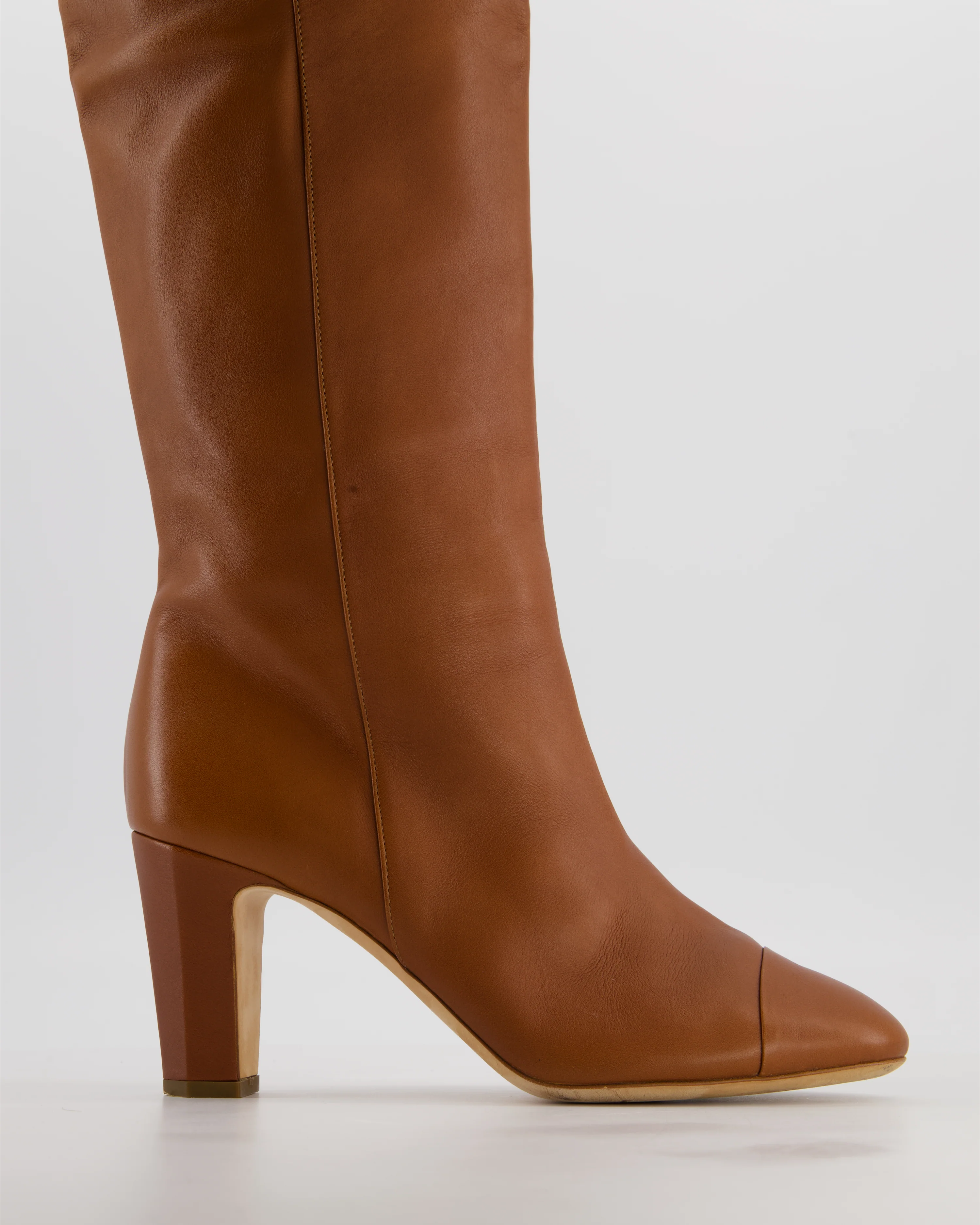 Chanel Caramel Brown Over-the-Knee High Leather Boots with CC Logo Size EU 40.5C - Image 2