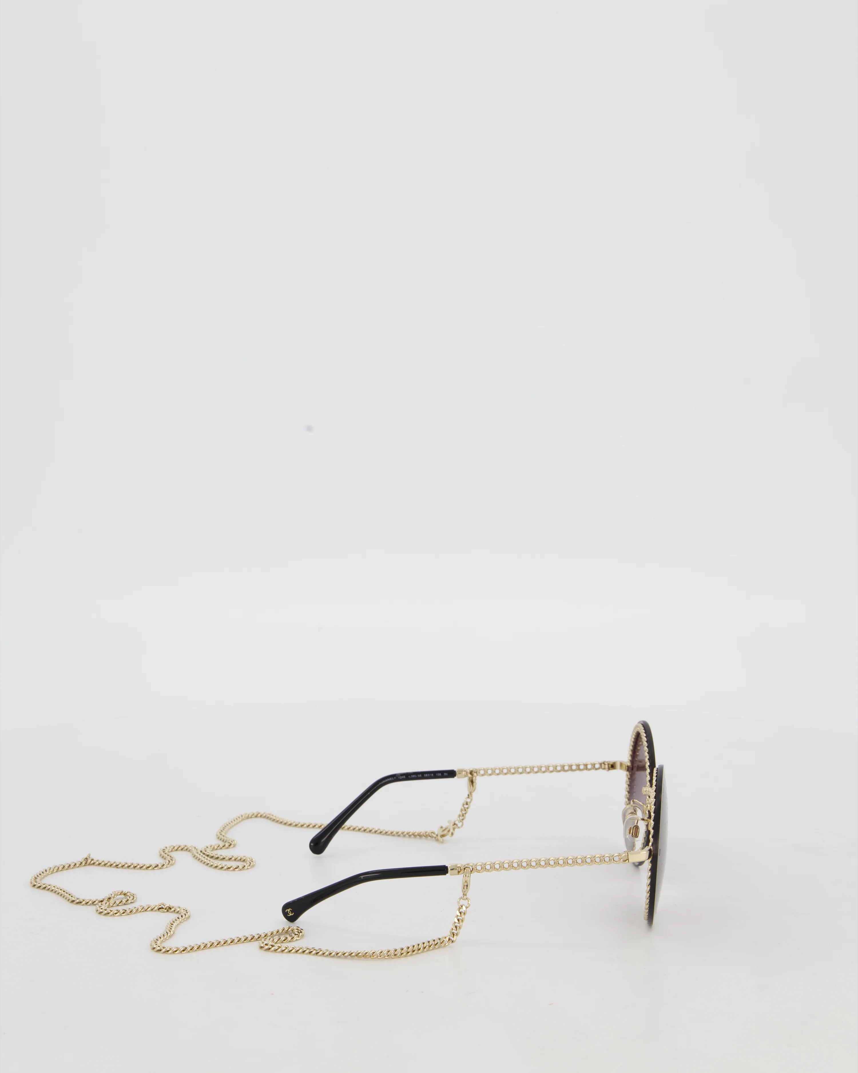 Chanel Brown Round Ombre Chain Sunglasses - Image 3