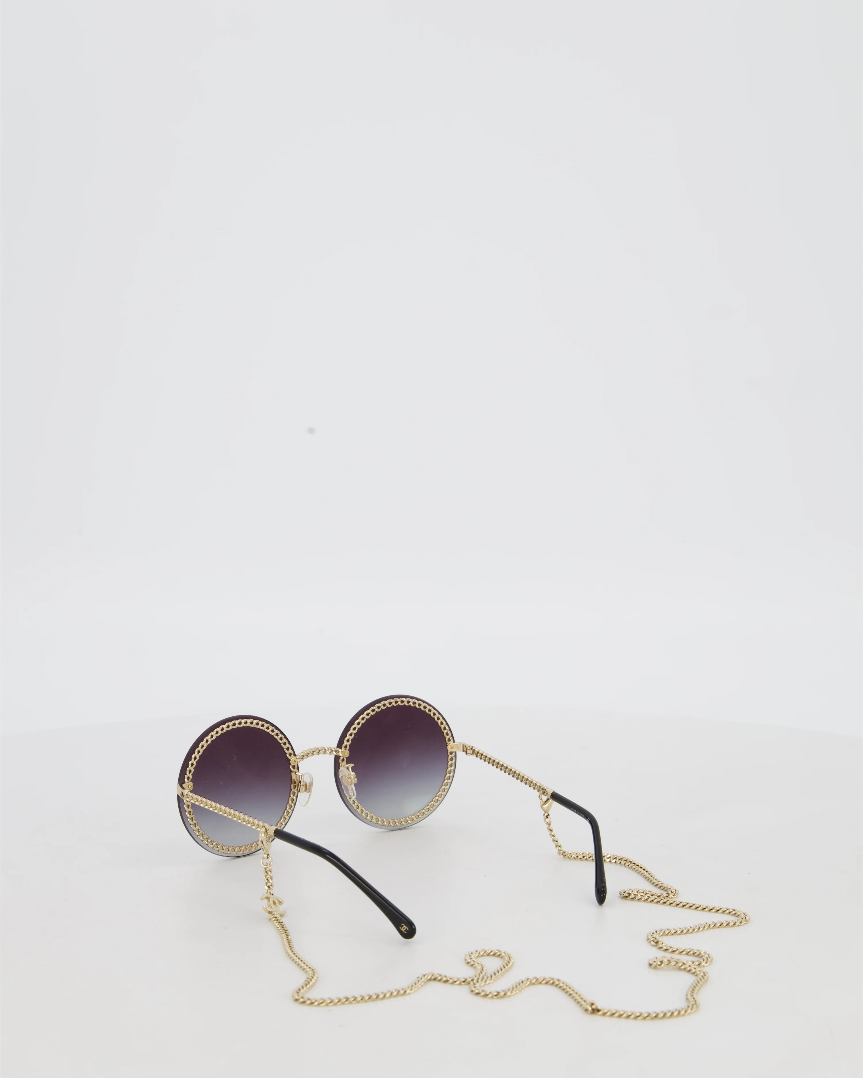 Chanel Brown Round Ombre Chain Sunglasses - Image 5