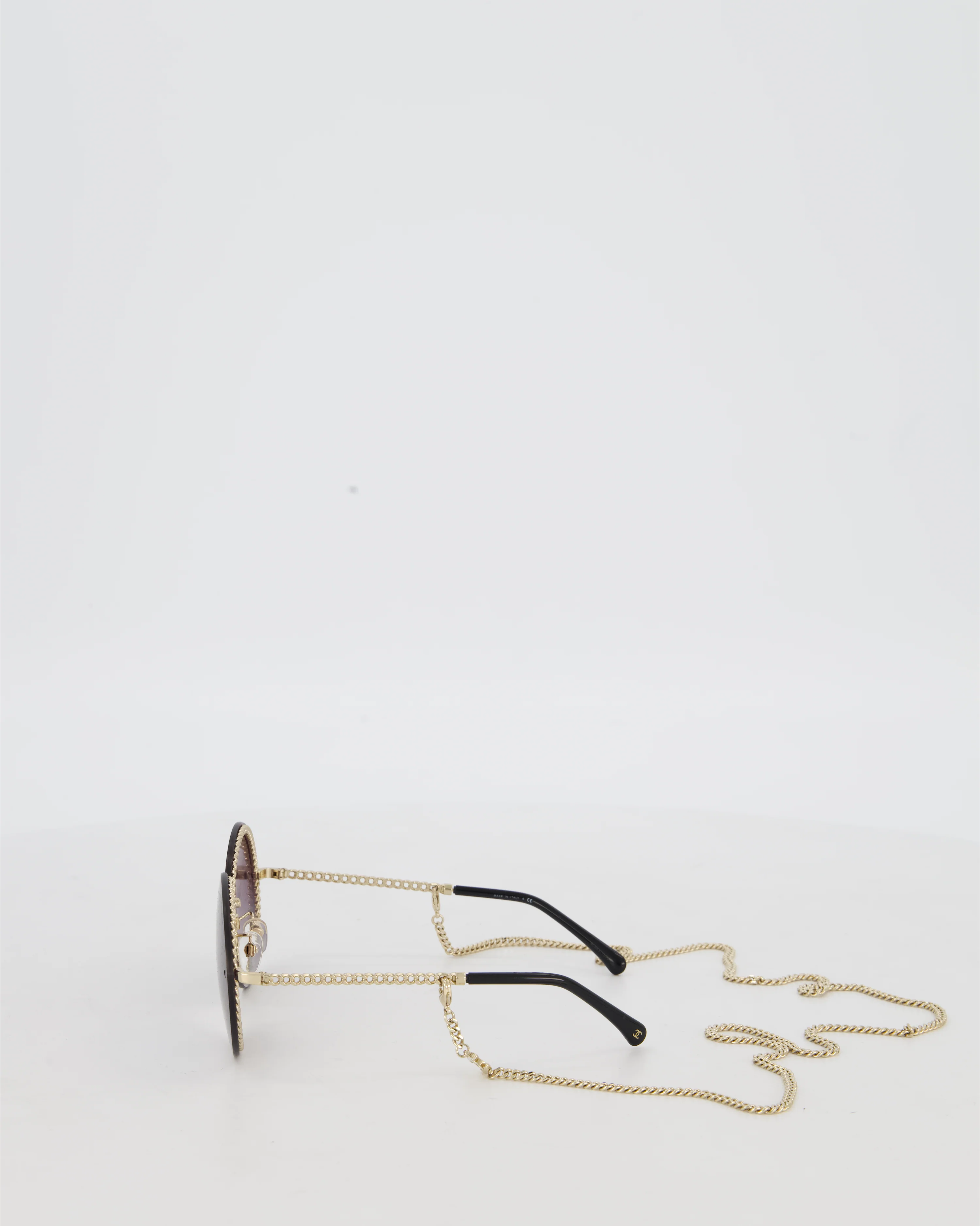 Chanel Brown Round Ombre Chain Sunglasses - Image 6