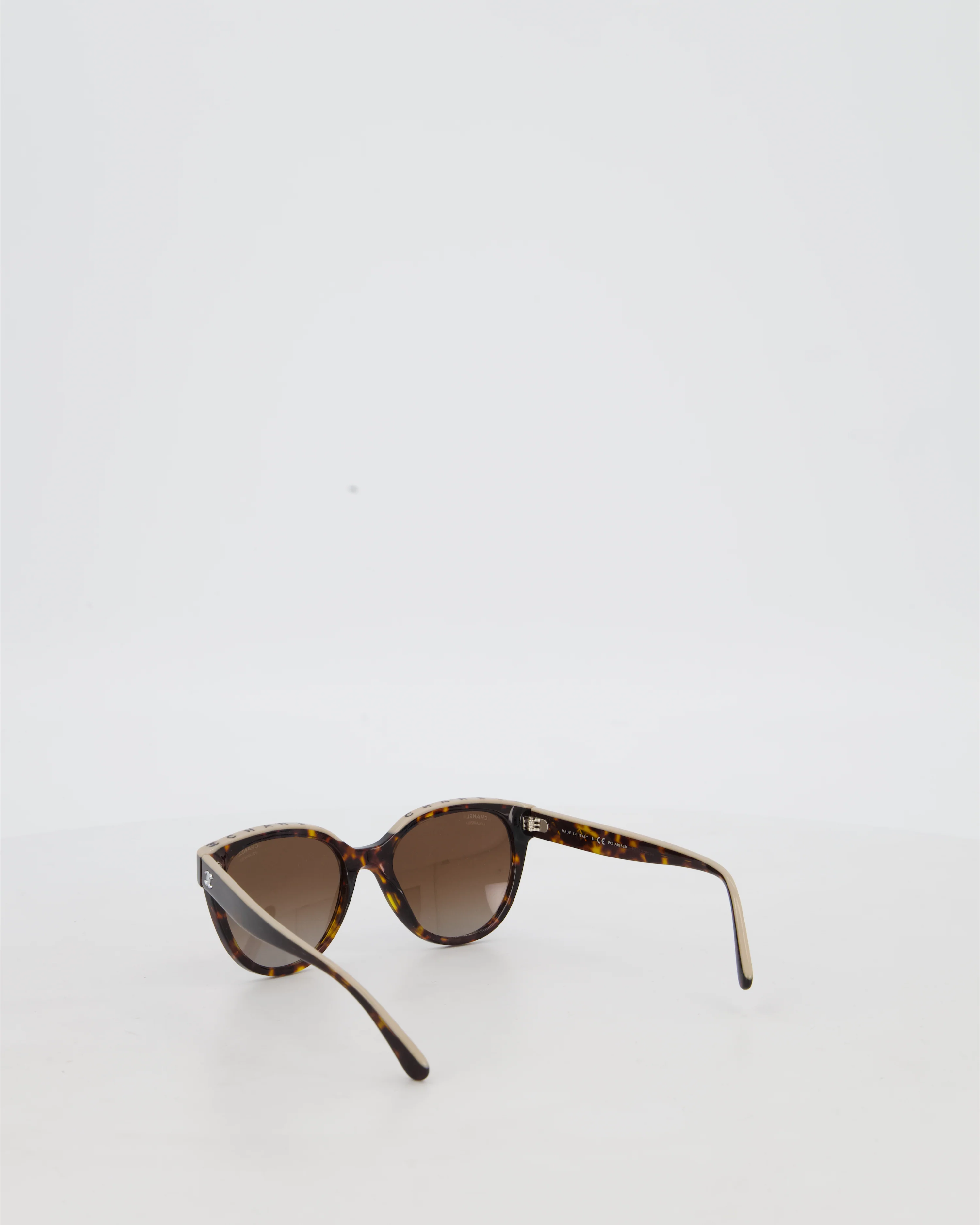 Chanel Brown Tortoiseshell Sunglasses with Logo Trim Detail - Image 5
