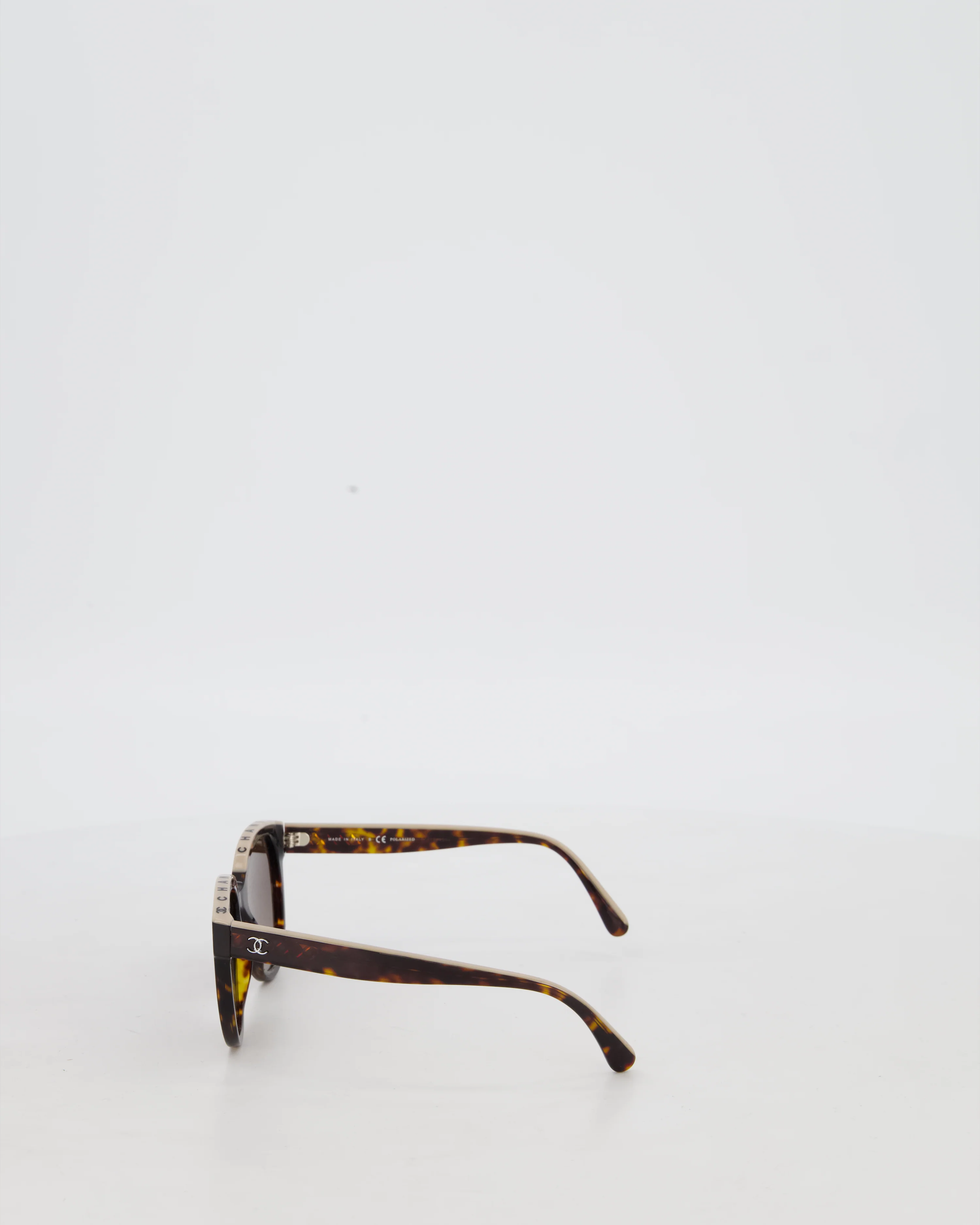 Chanel Brown Tortoiseshell Sunglasses with Logo Trim Detail - Image 6