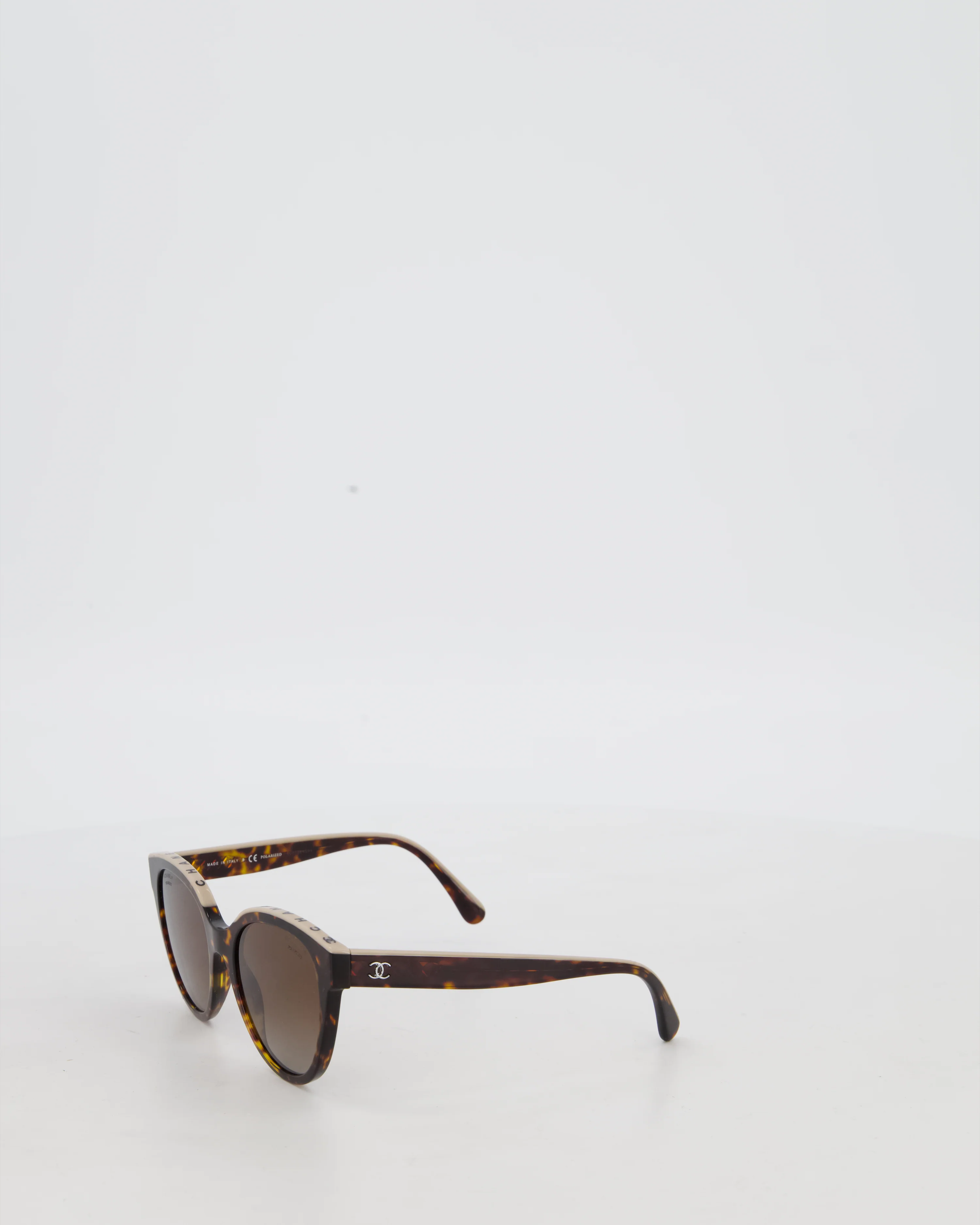 Chanel Brown Tortoiseshell Sunglasses with Logo Trim Detail - Image 7