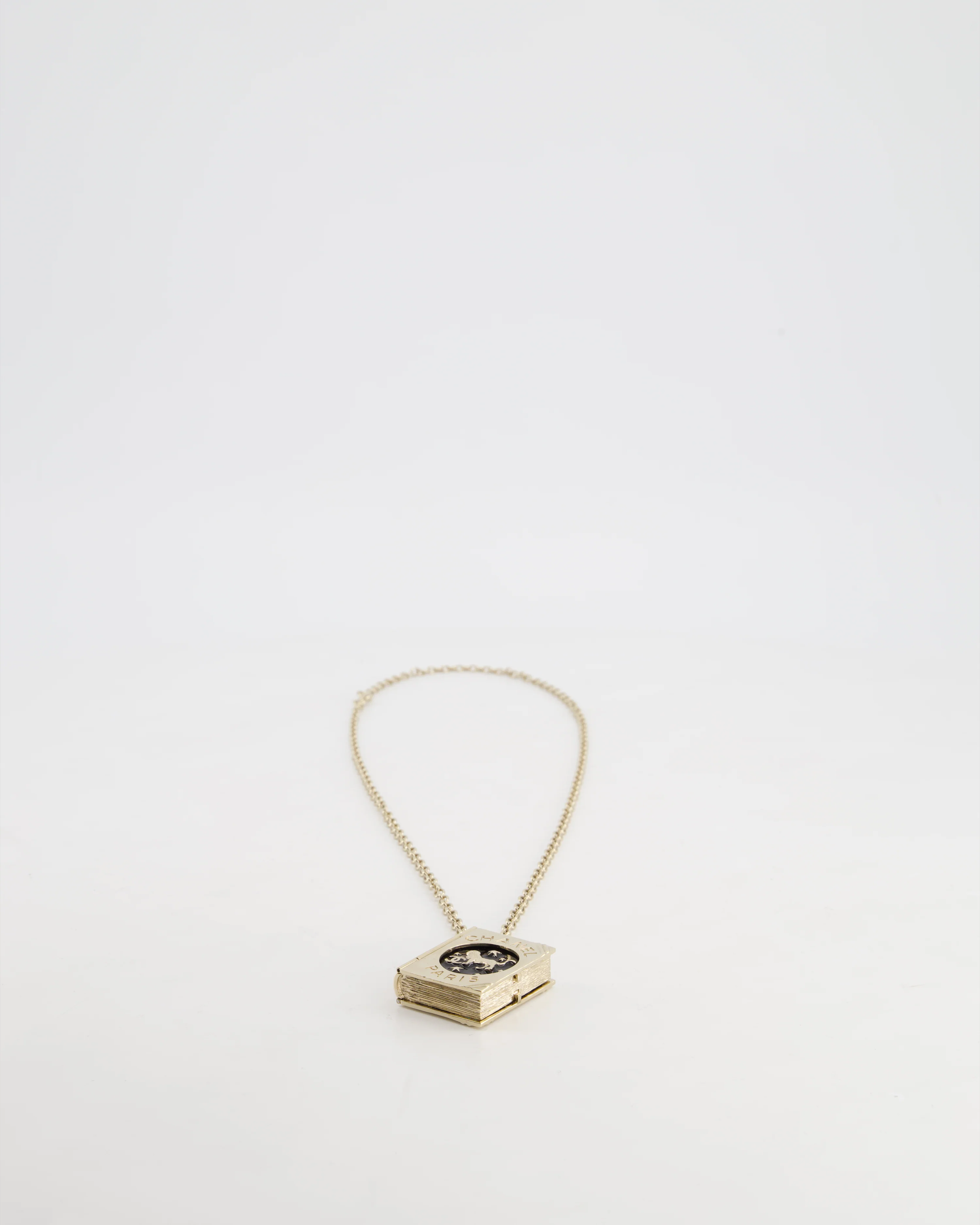 Chanel Champagne Gold, Star Lion and CC Logo Book Pendant Necklace - Image 10