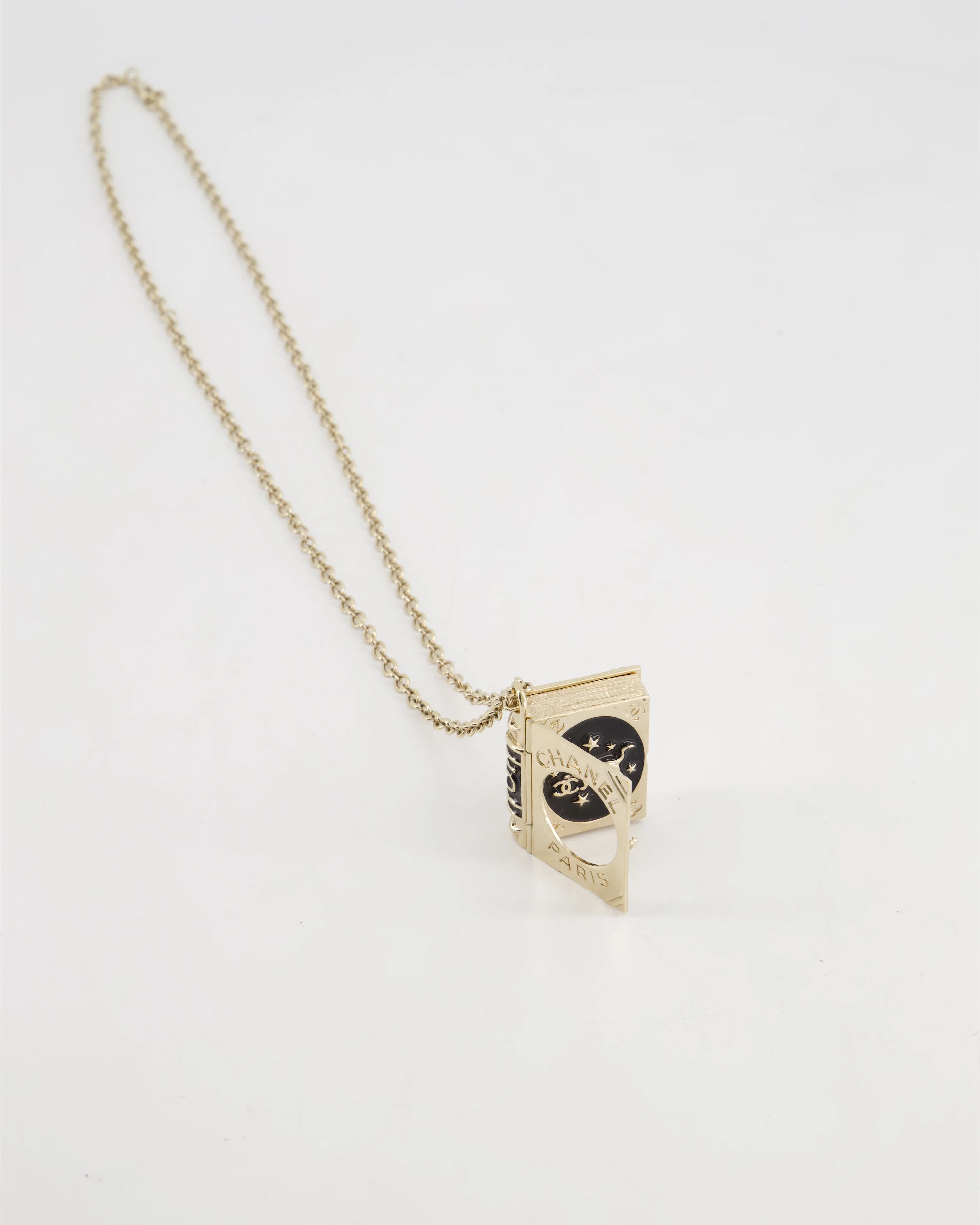 Chanel Champagne Gold, Star Lion and CC Logo Book Pendant Necklace - Image 7