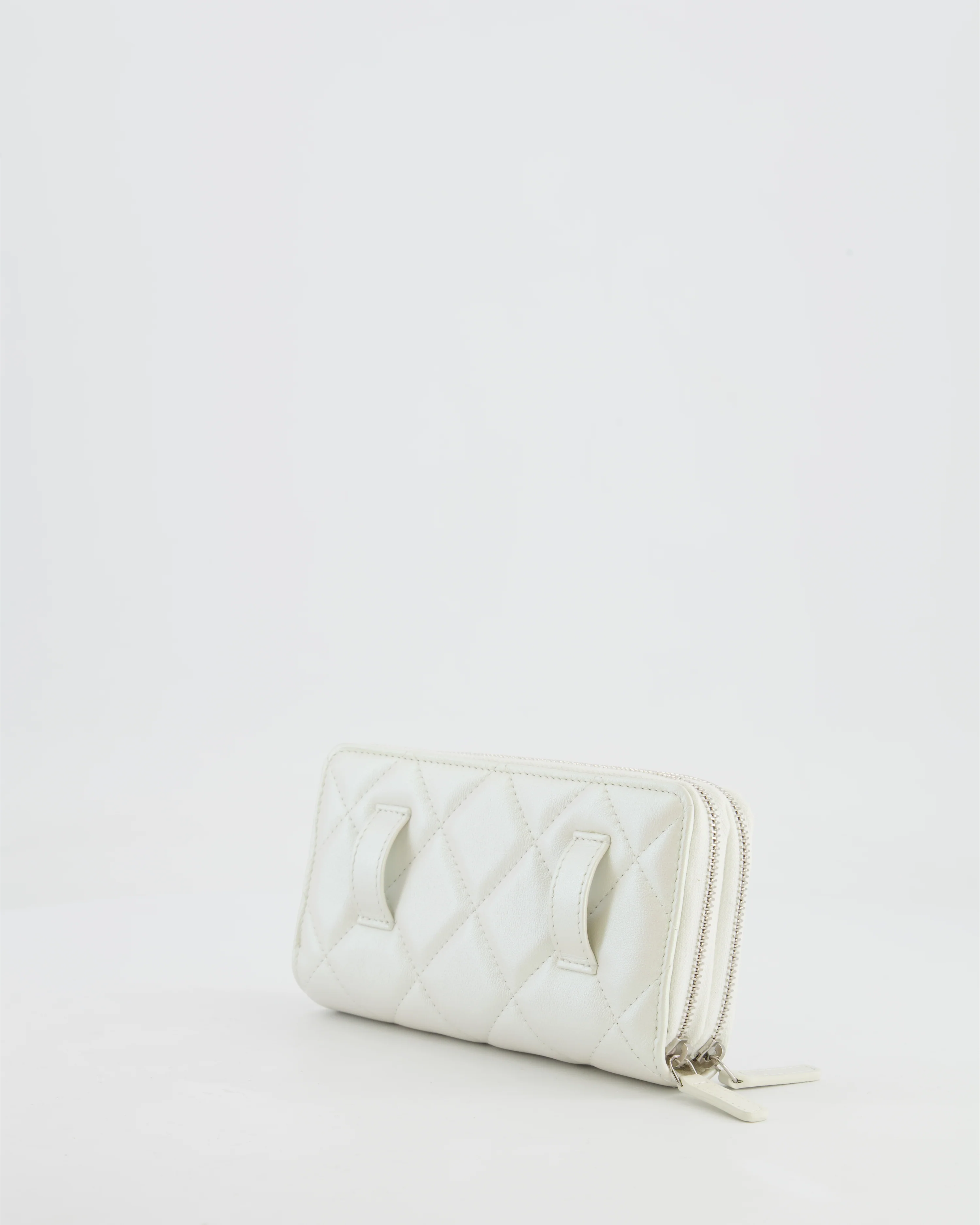 *HOT* Chanel Coco Neige White Pearlescent Lambskin Belt Bag with Silver Hardware - Image 11
