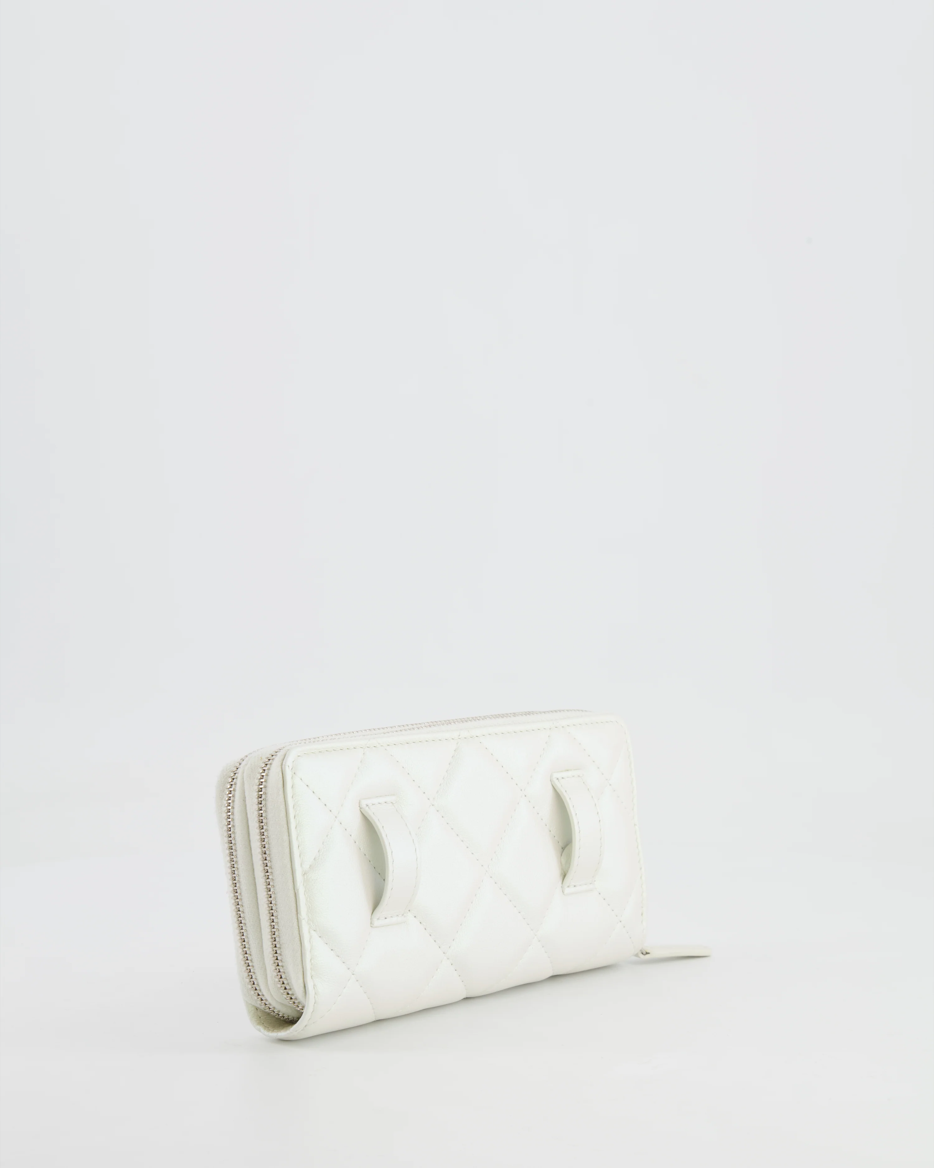 *HOT* Chanel Coco Neige White Pearlescent Lambskin Belt Bag with Silver Hardware - Image 12