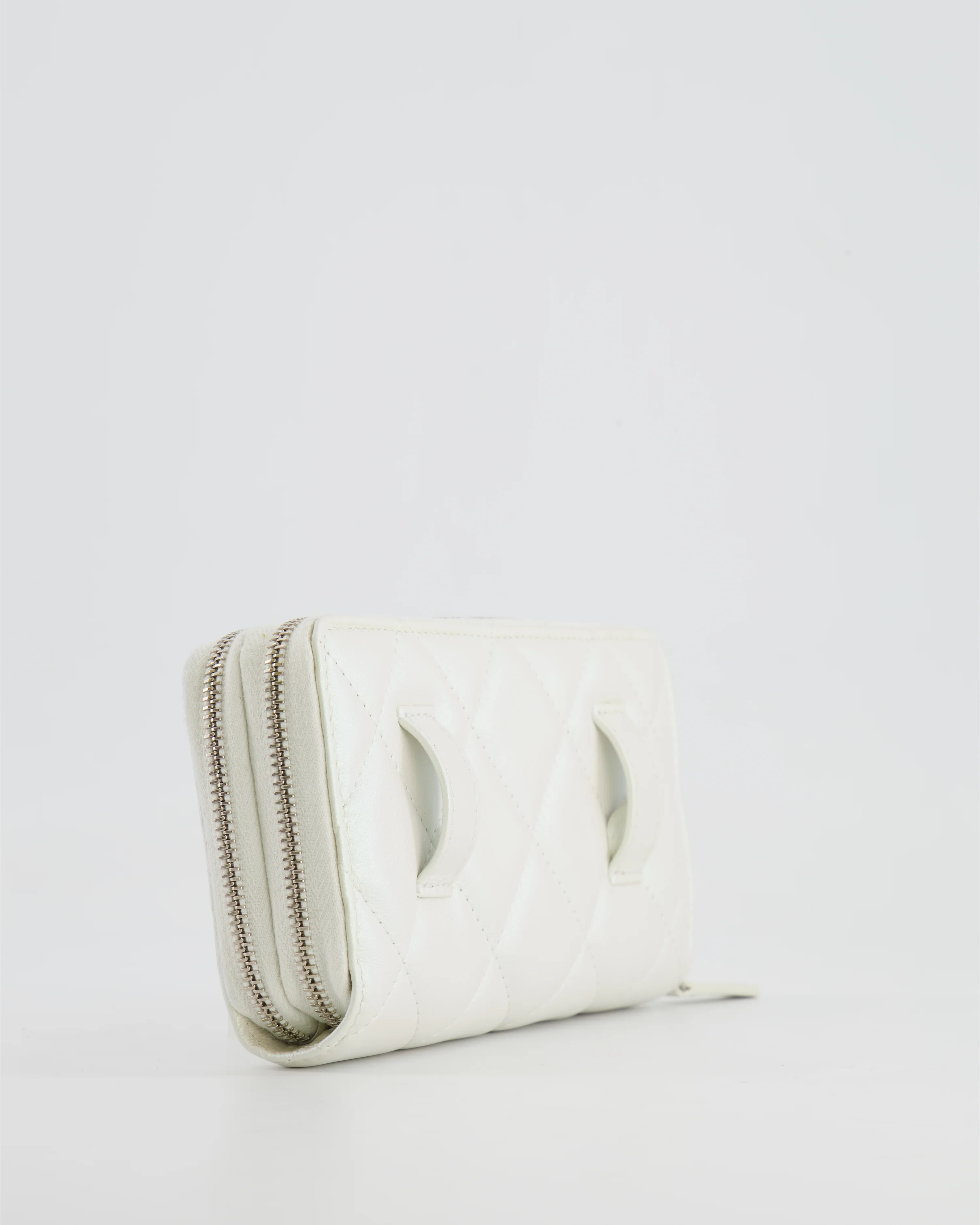 *HOT* Chanel Coco Neige White Pearlescent Lambskin Belt Bag with Silver Hardware - Image 15
