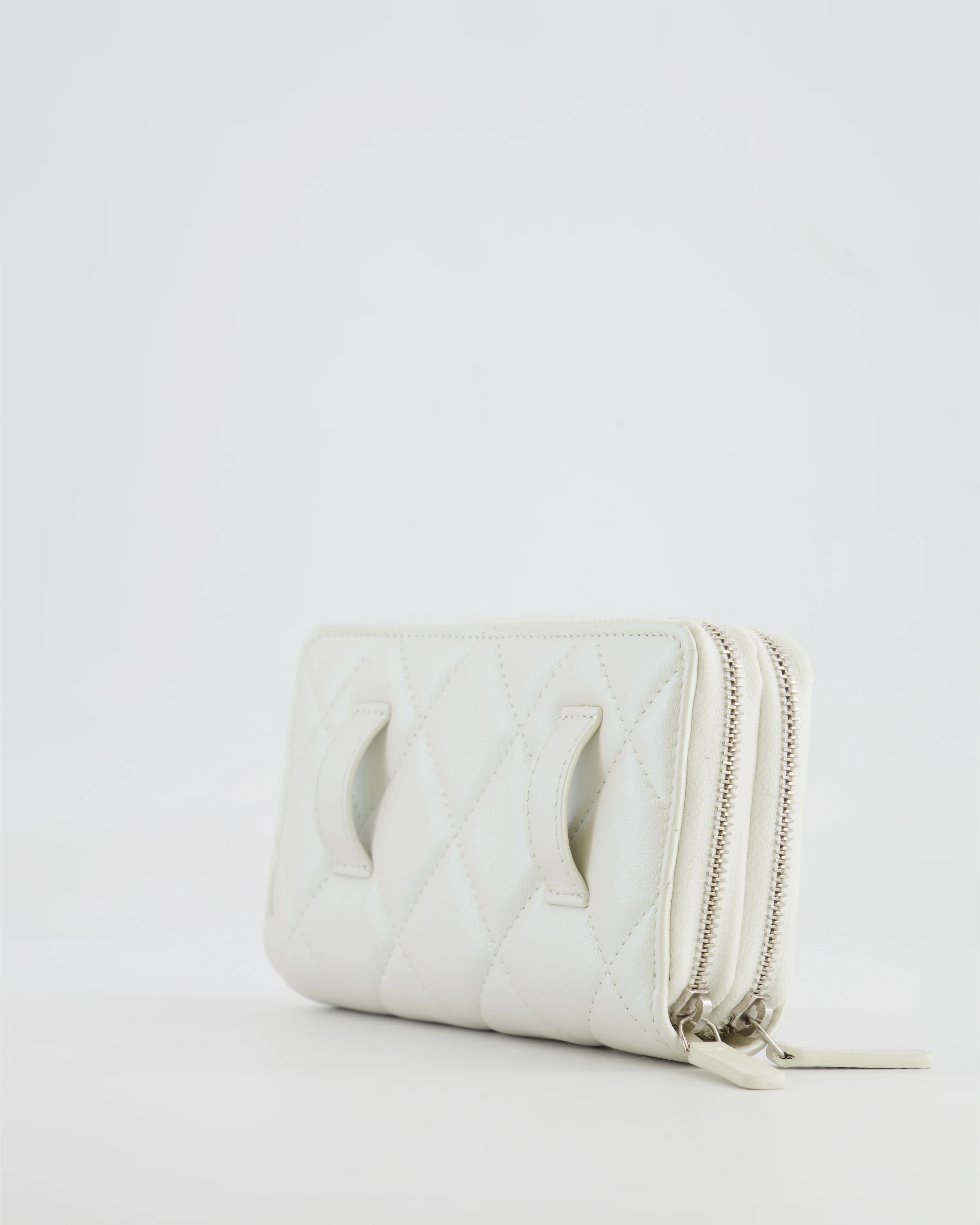 *HOT* Chanel Coco Neige White Pearlescent Lambskin Belt Bag with Silver Hardware - Image 16