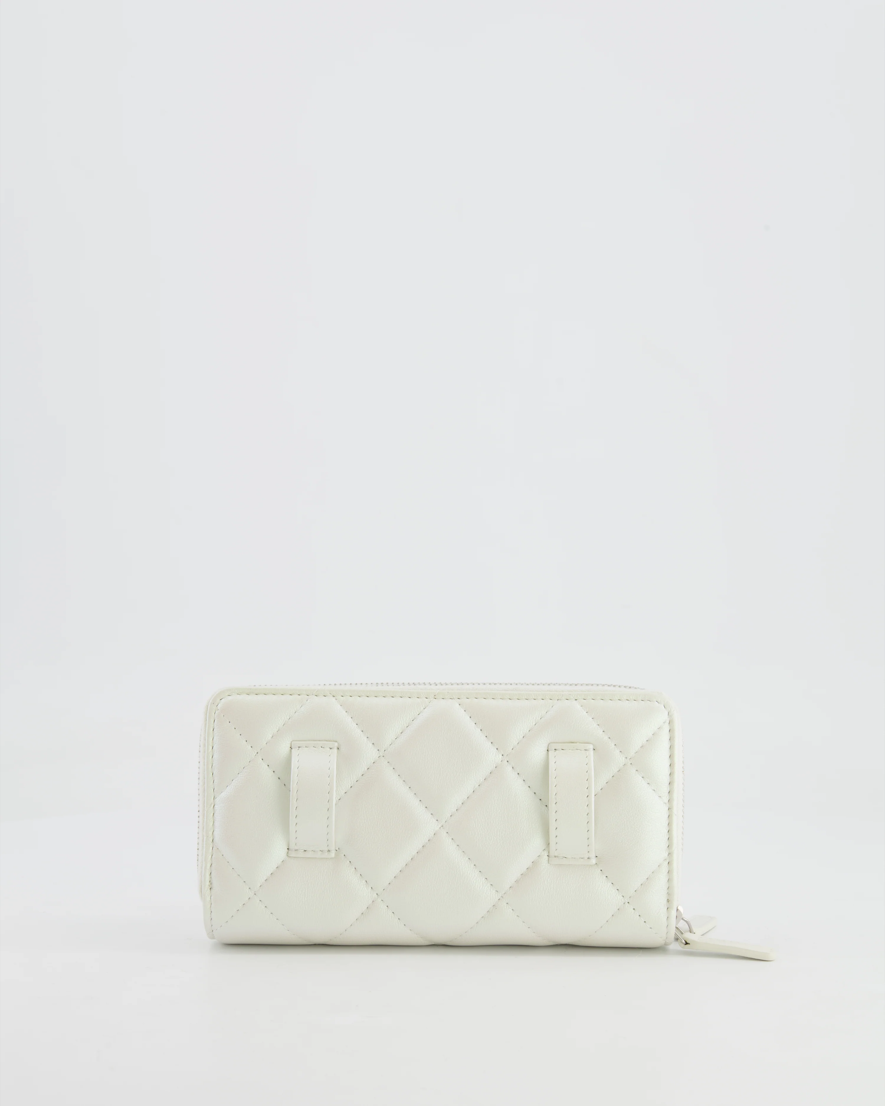 *HOT* Chanel Coco Neige White Pearlescent Lambskin Belt Bag with Silver Hardware - Image 5