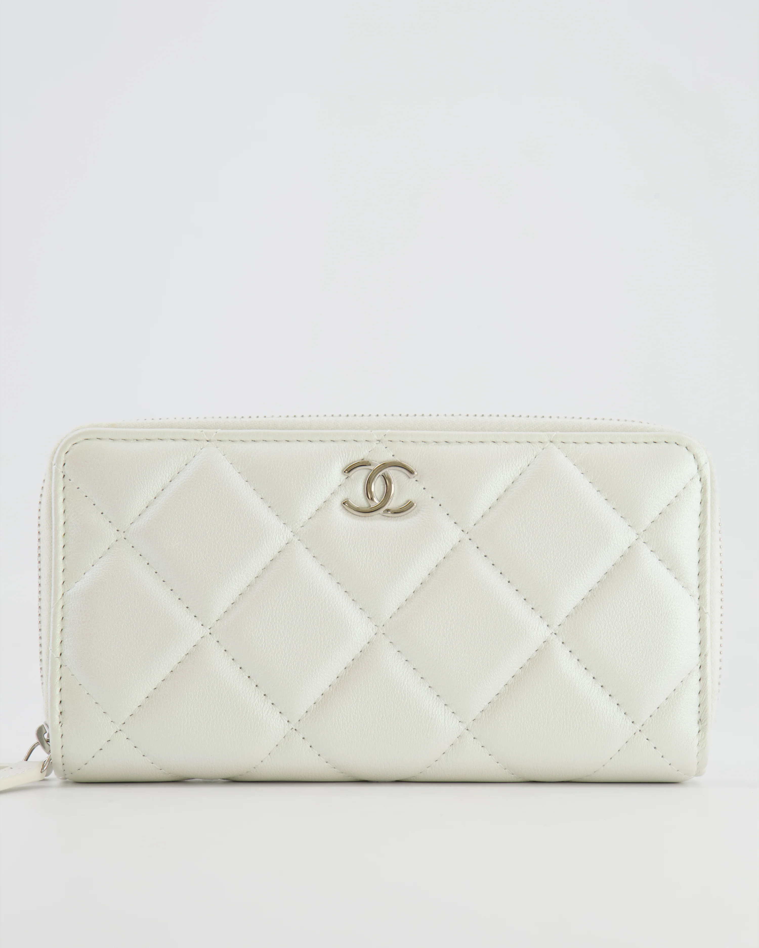 *HOT* Chanel Coco Neige White Pearlescent Lambskin Belt Bag with Silver Hardware - Image 6