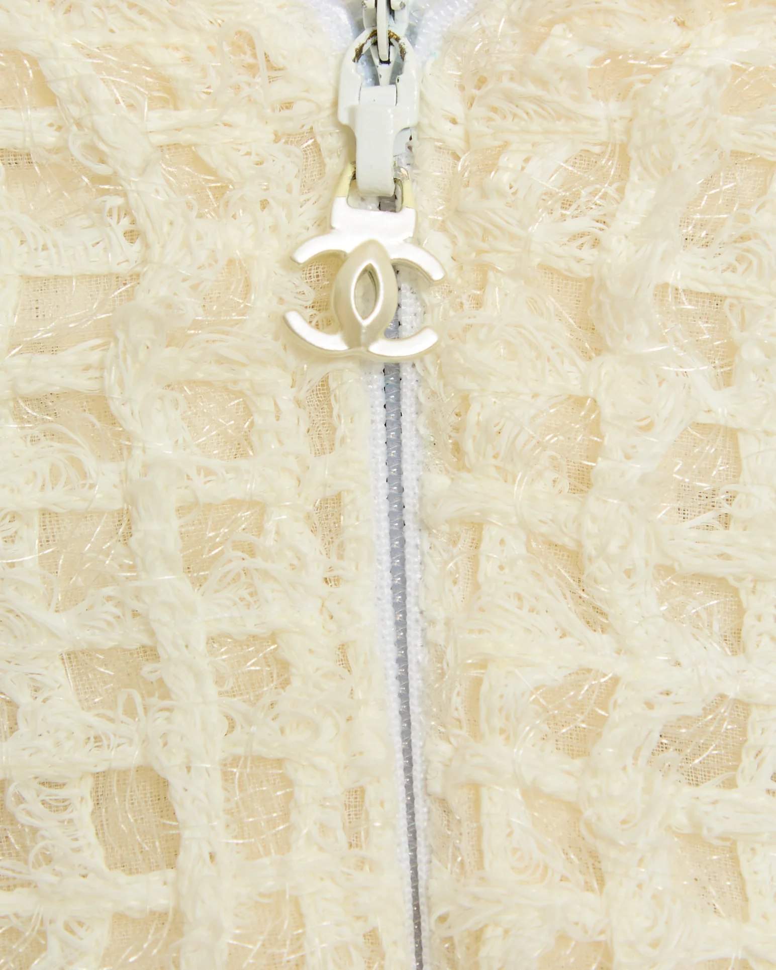 Chanel Spring-Summer 2012 Cream, Black Simple Strap Organza Check Dress Size FR 36 (UK 8) - Image 5