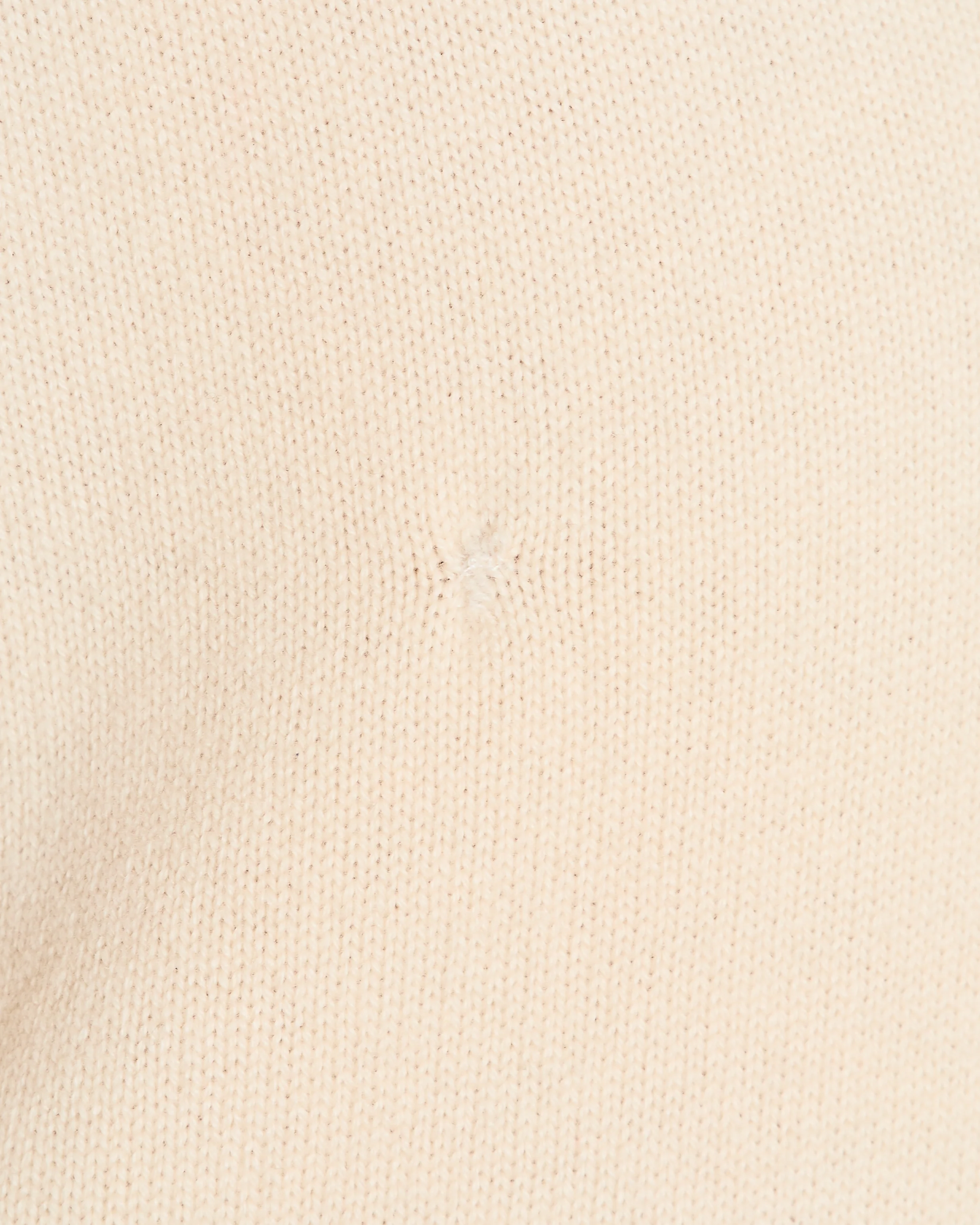 Chanel Cream Cashmere Short-Sleeved V-Neck Jumper with Front Pockets and Back Crystal CC Logo Detail Size FR 34 (UK 6) - Image 10