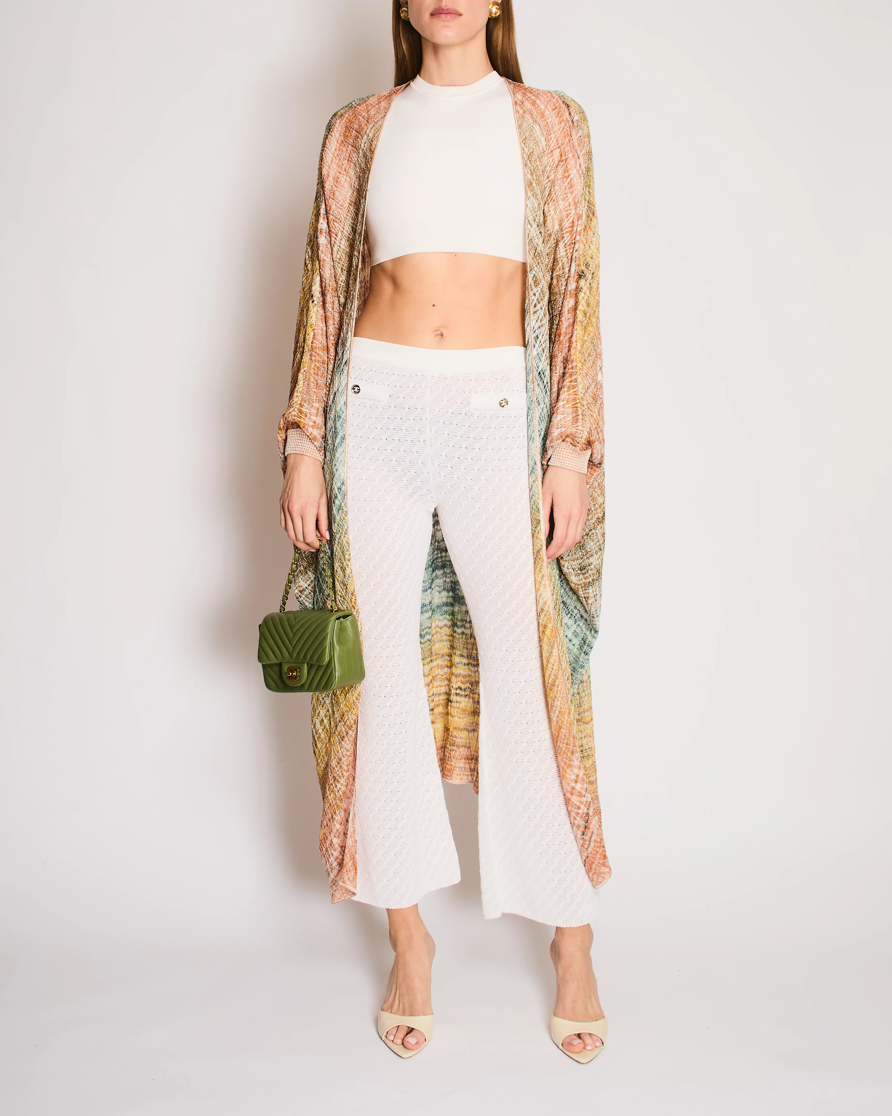 Chanel Cream Crochet Trouser with CC Silver Detailing Size FR 34 (UK 6)