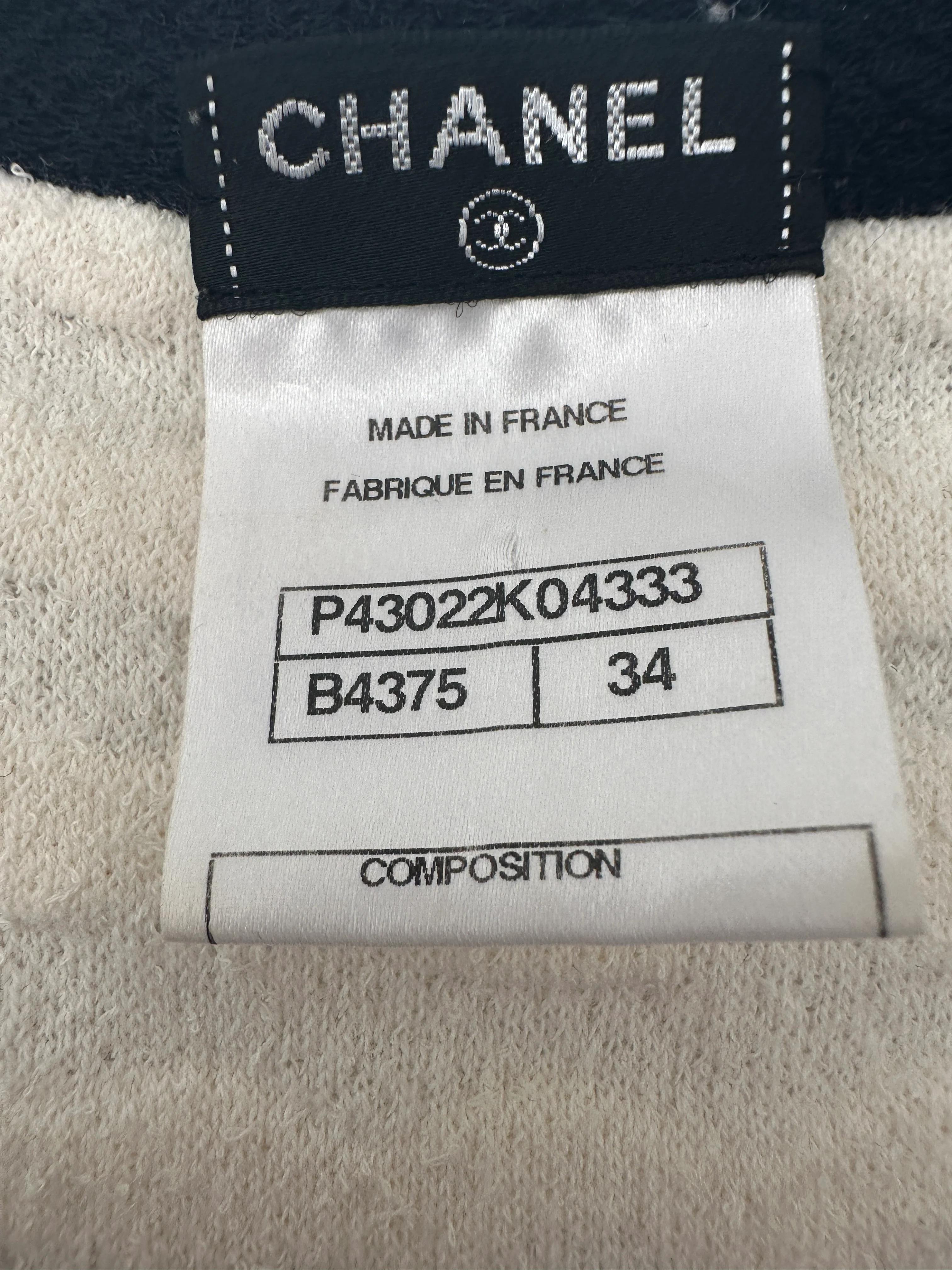 Chanel Cream Sleeveless Midi Dress with Navy Hem and Pocket Detail Size FR 34 (UK 6) - Image 13